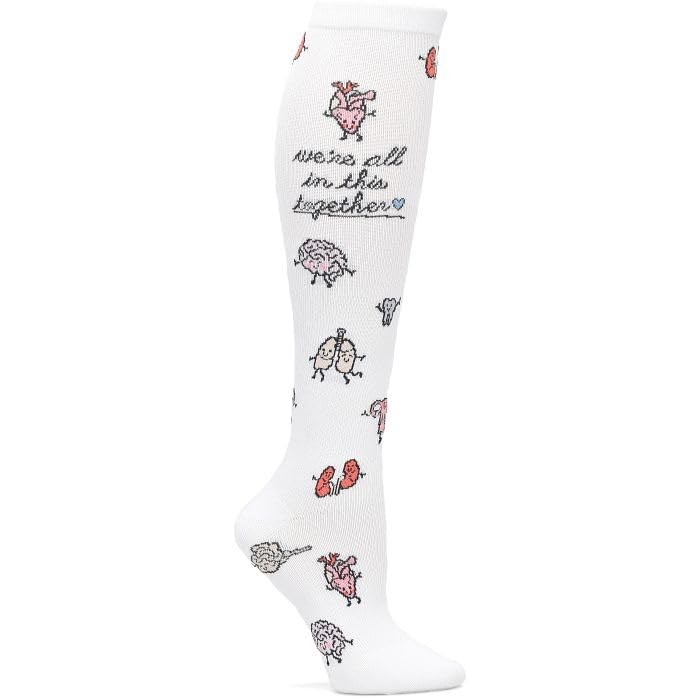 Nurse Mates Women’s Calf Socks | 12-14 mmHg Compression One Size, Organ Party