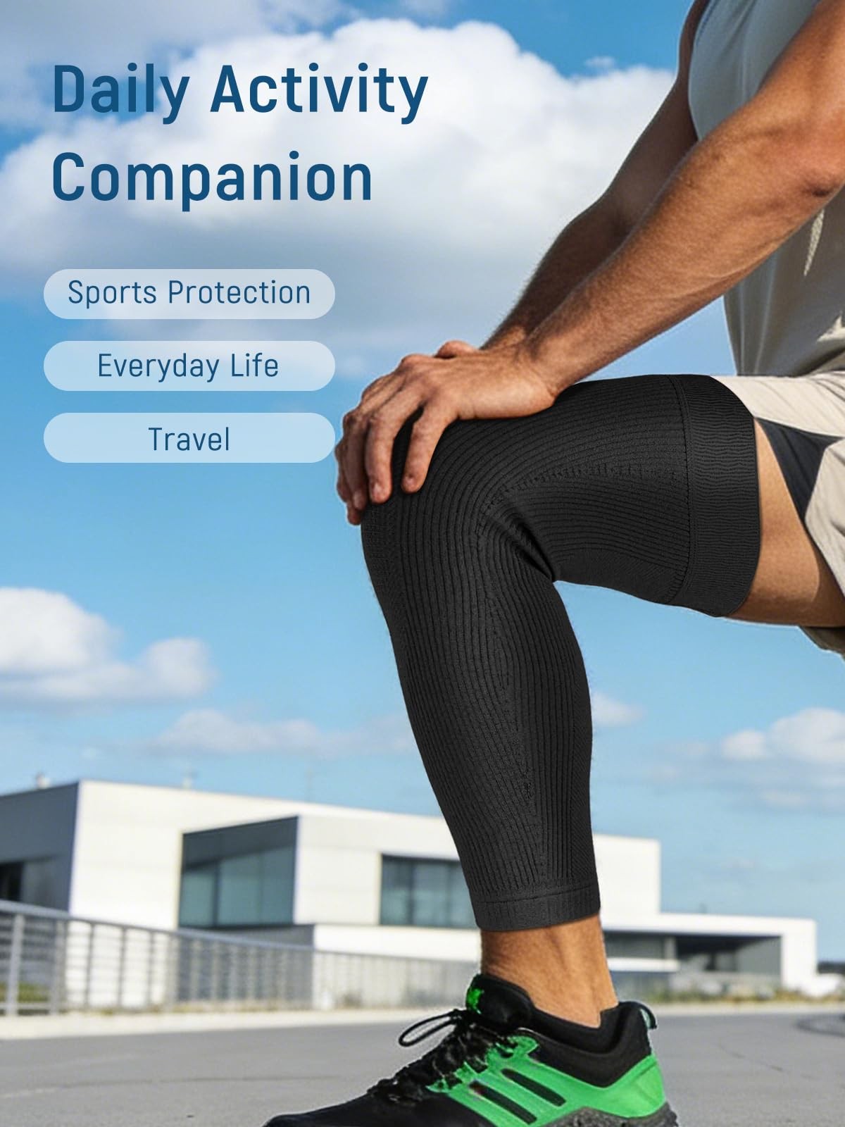 Leg Compression Sleeve – Full Length Knee Sleeve Covers Thigh, Knee and Calf,…