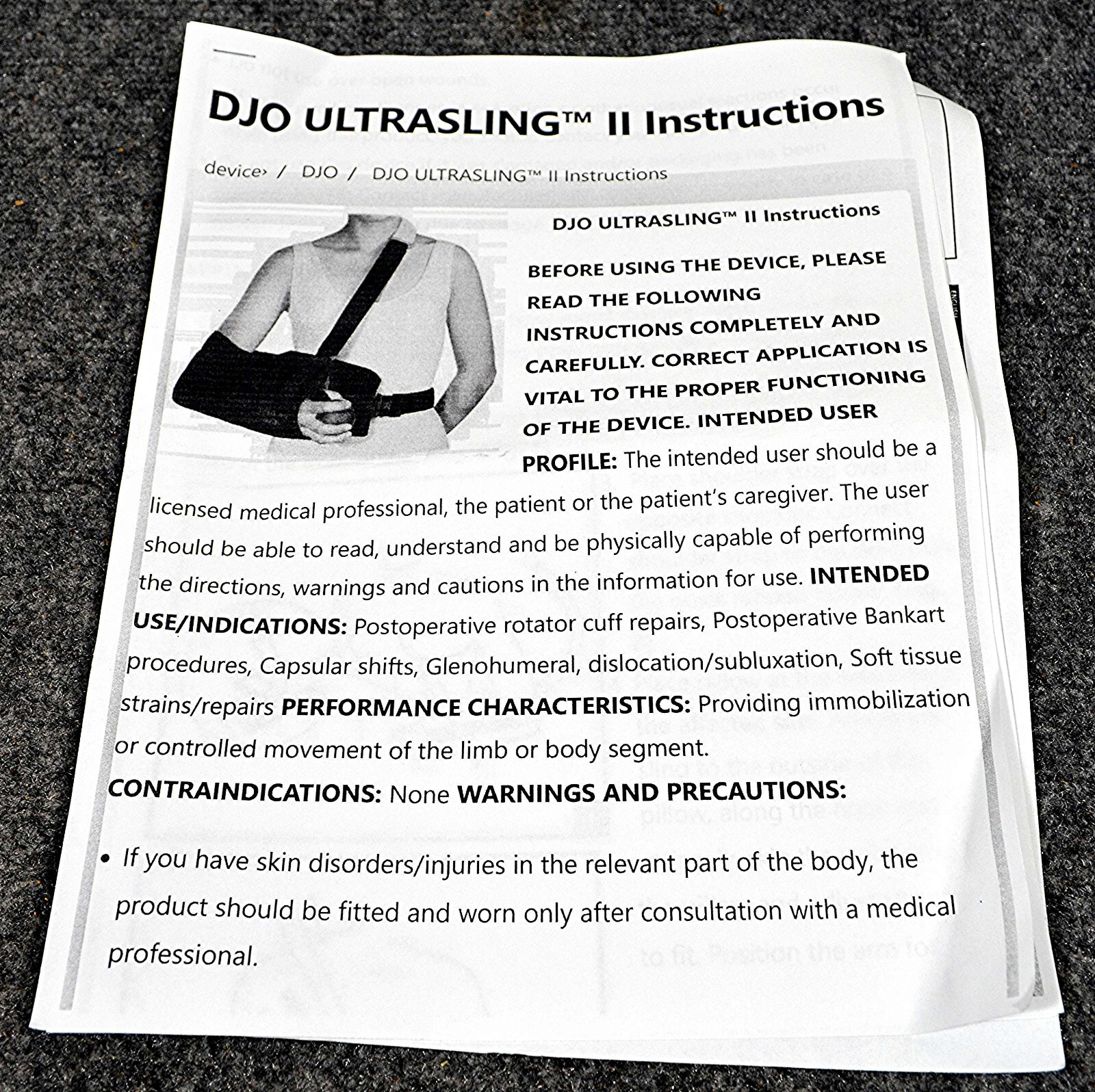 DonJoy Ultra Sling II/III Shoulder Support Arm Sling – Adult with Pillow & Ball
