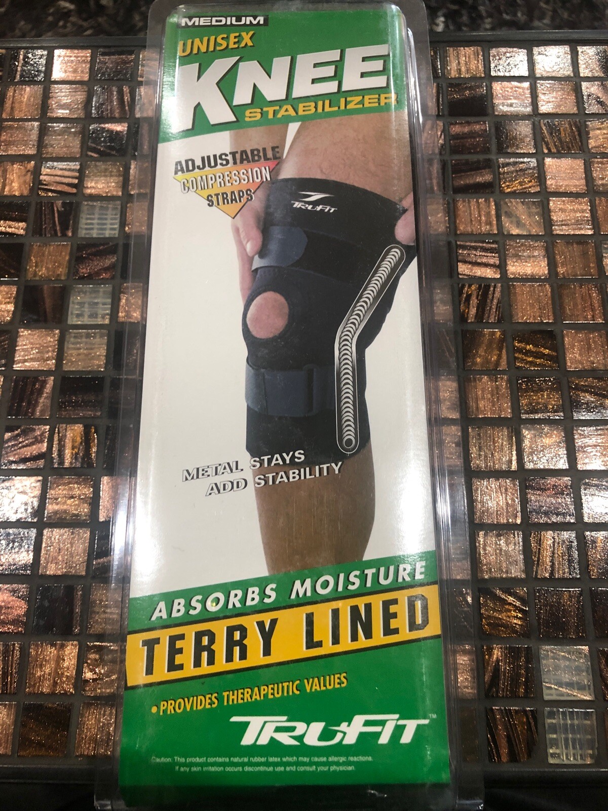 TRUFIT* 1pc KNEE STABILIZER Unisex COMPRESSION STRAPS Terry Lined METAL STAYS