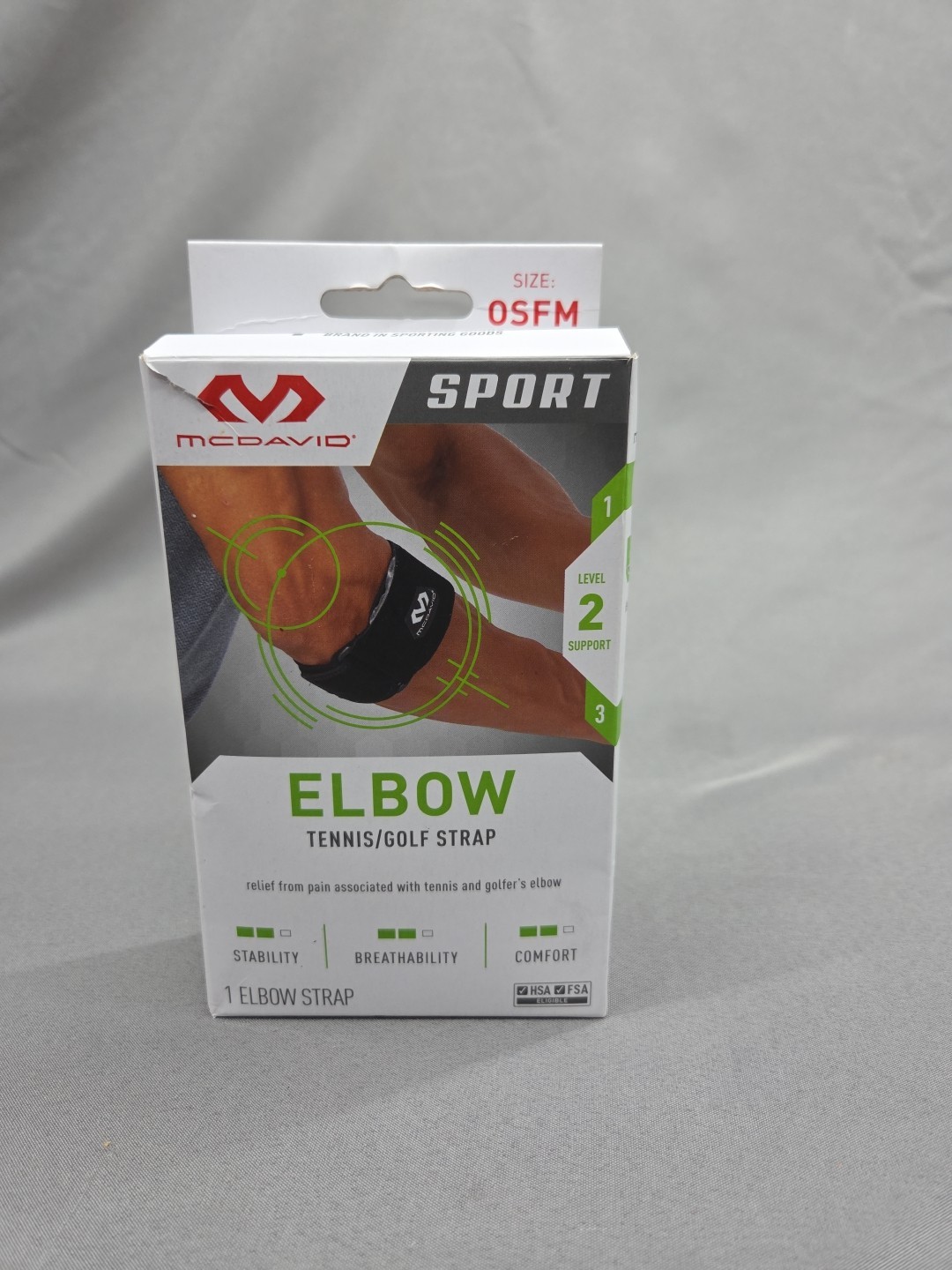 MCDAVID SPORT TENNIS AND GOLF ELBOW STRAP: MUSCLE PAIN RELIEF, NYLON – BLACK