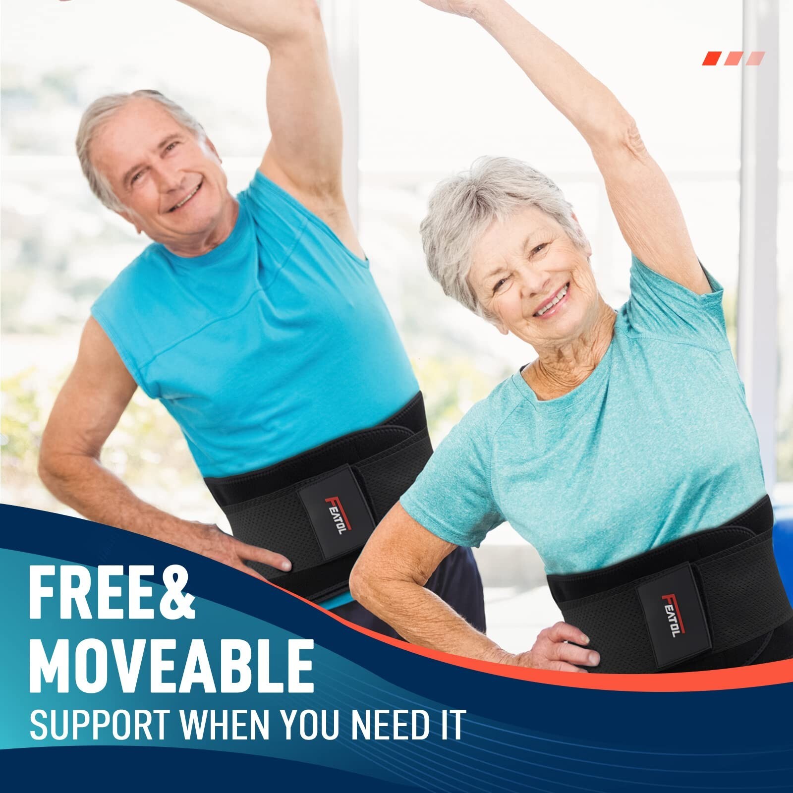 FEATOL Back Brace for Lower Back Pain Relief，Heavy Work Lifting, Sciatica, He…