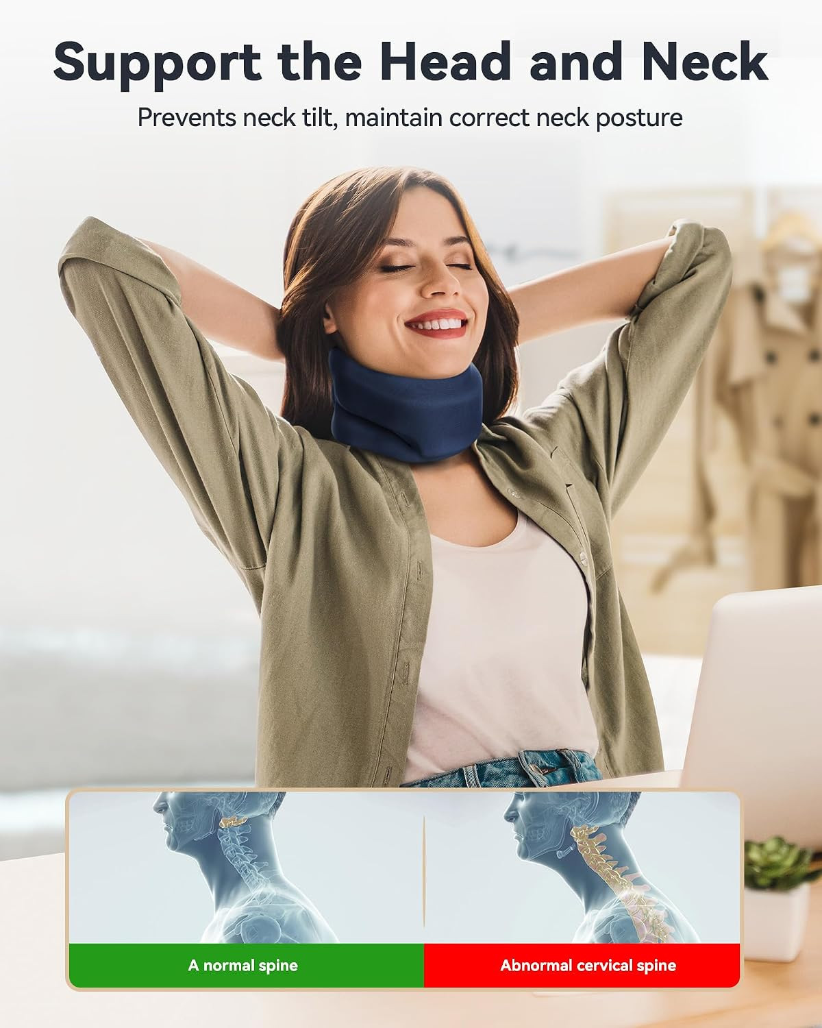 Heated Neck Brace Cervical Collar – Neck Support Brace with Heating Pad, Soft Fo