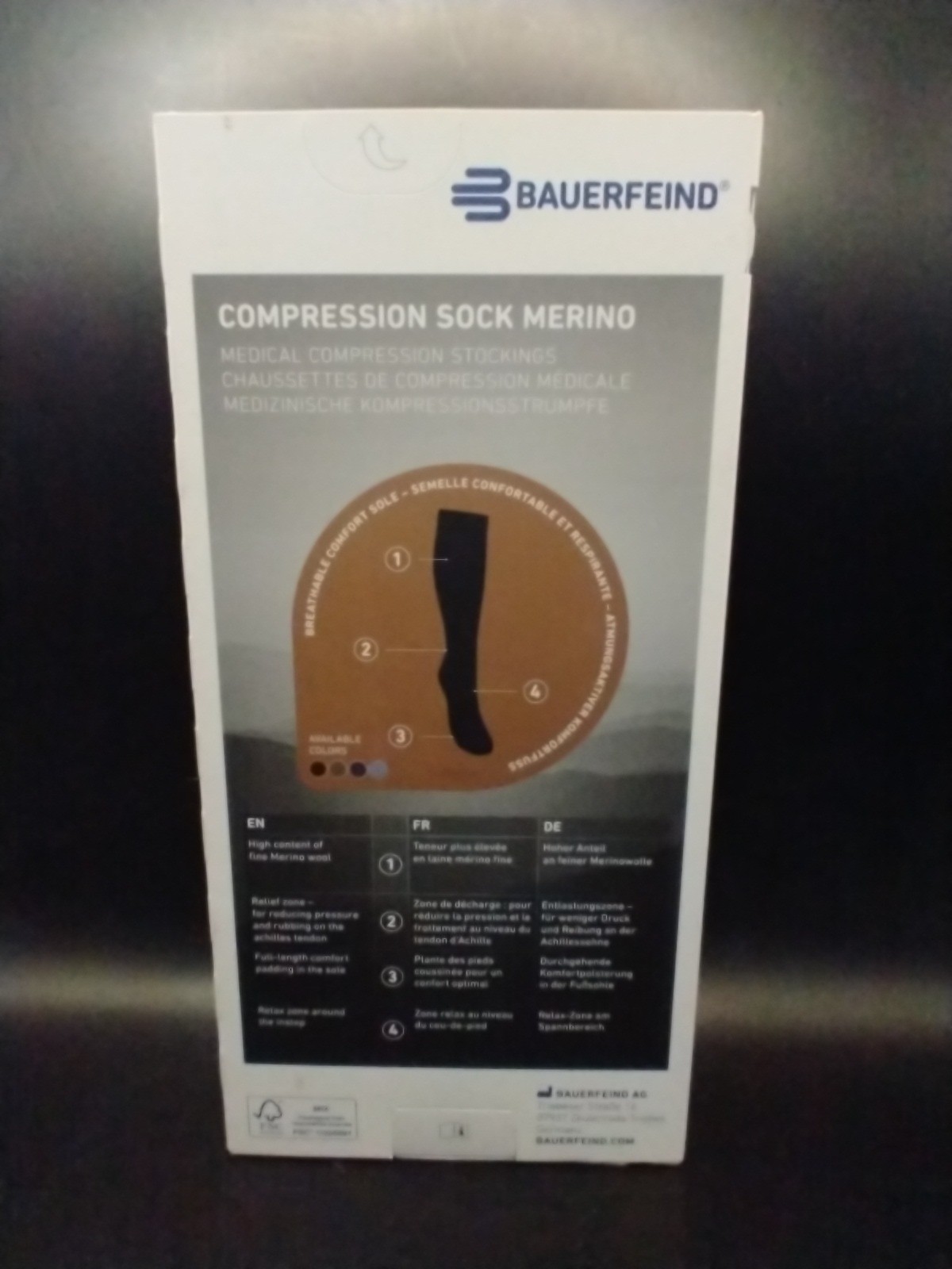 Bauerfeind Merino Wool Mix Compression Socks Size M Short – Black – New Open Box
