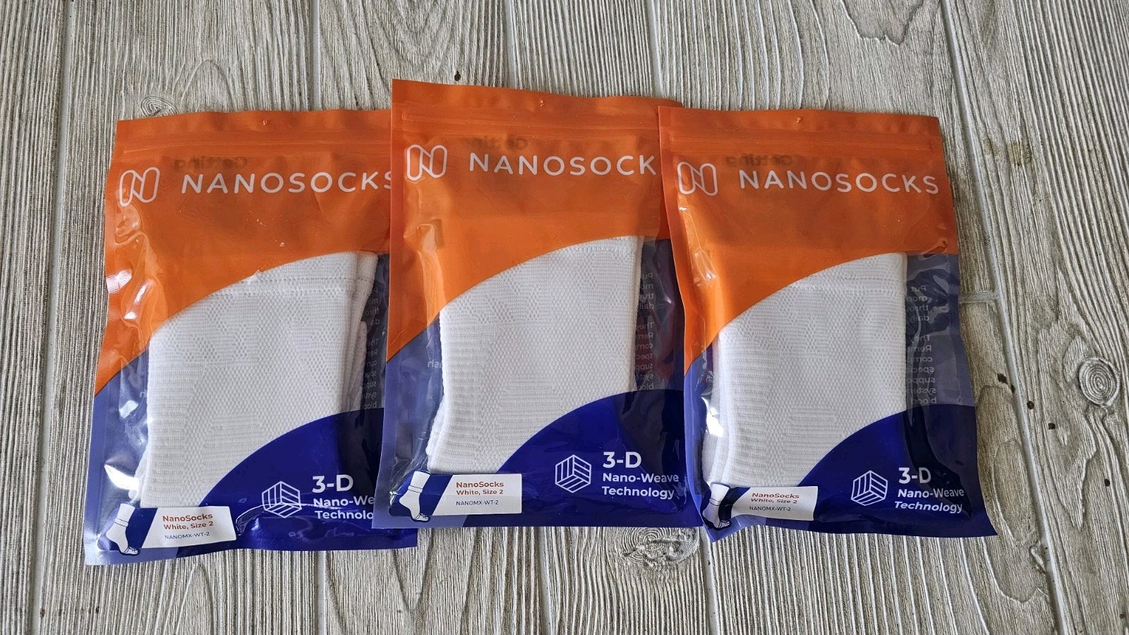 Nanosocks 3D NanoWeave Technology White Compression Socks Size 2 NANOMX-WT-3 3pk
