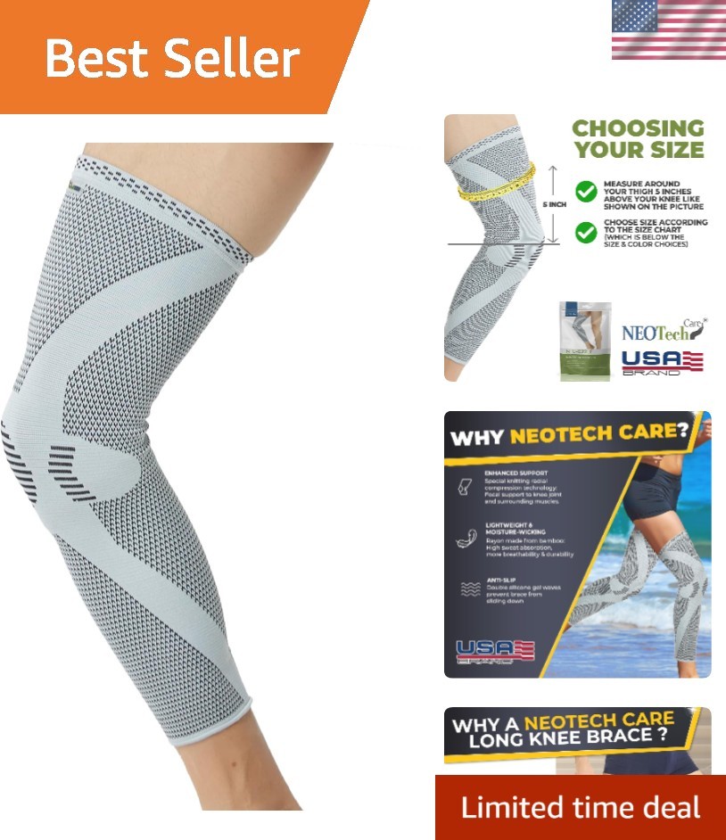 Comfort Fit Large Knee & Leg Brace – Breathable Fabric for Post-Surgery Recovery