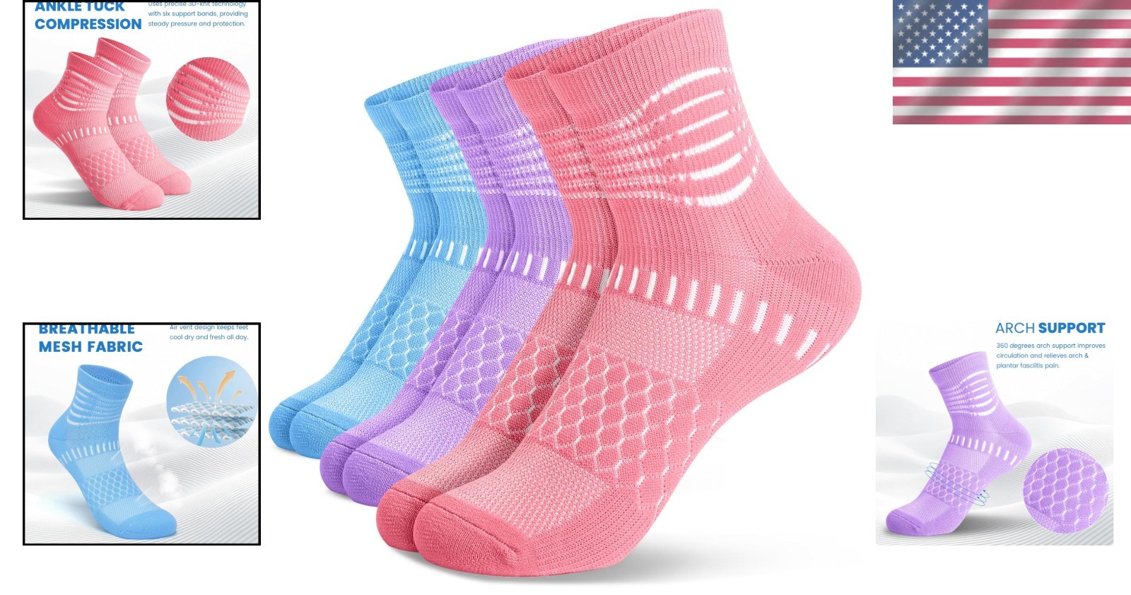 Cushioned Ankle Compression Socks – Fast-Drying & Supportive for Every Athlete