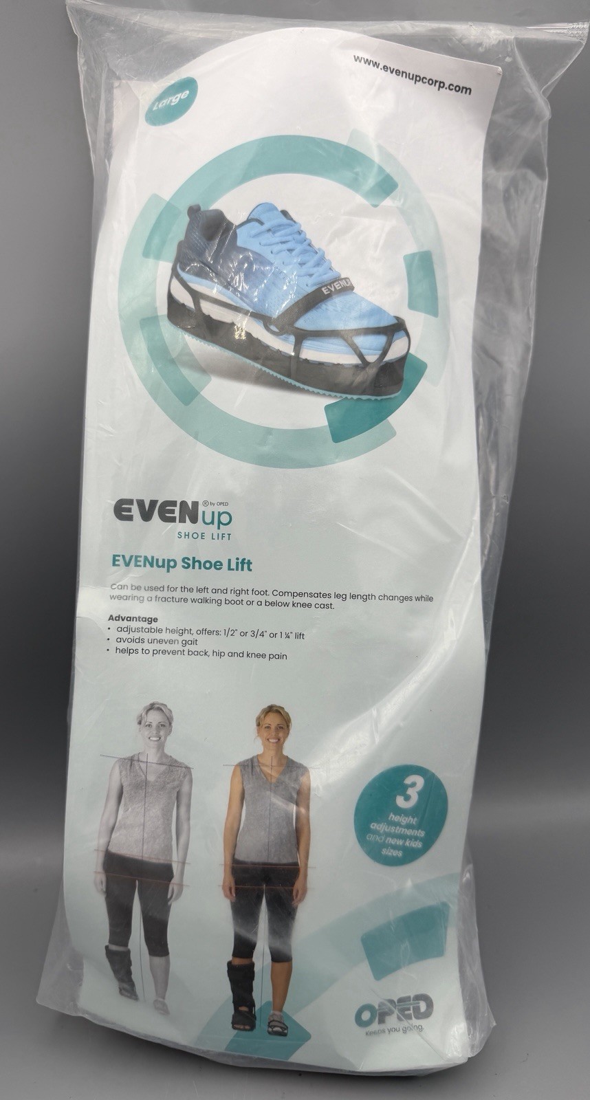 Even Up SHOE LIFT Balancer Leveler Size Large, Brand New EVENup
