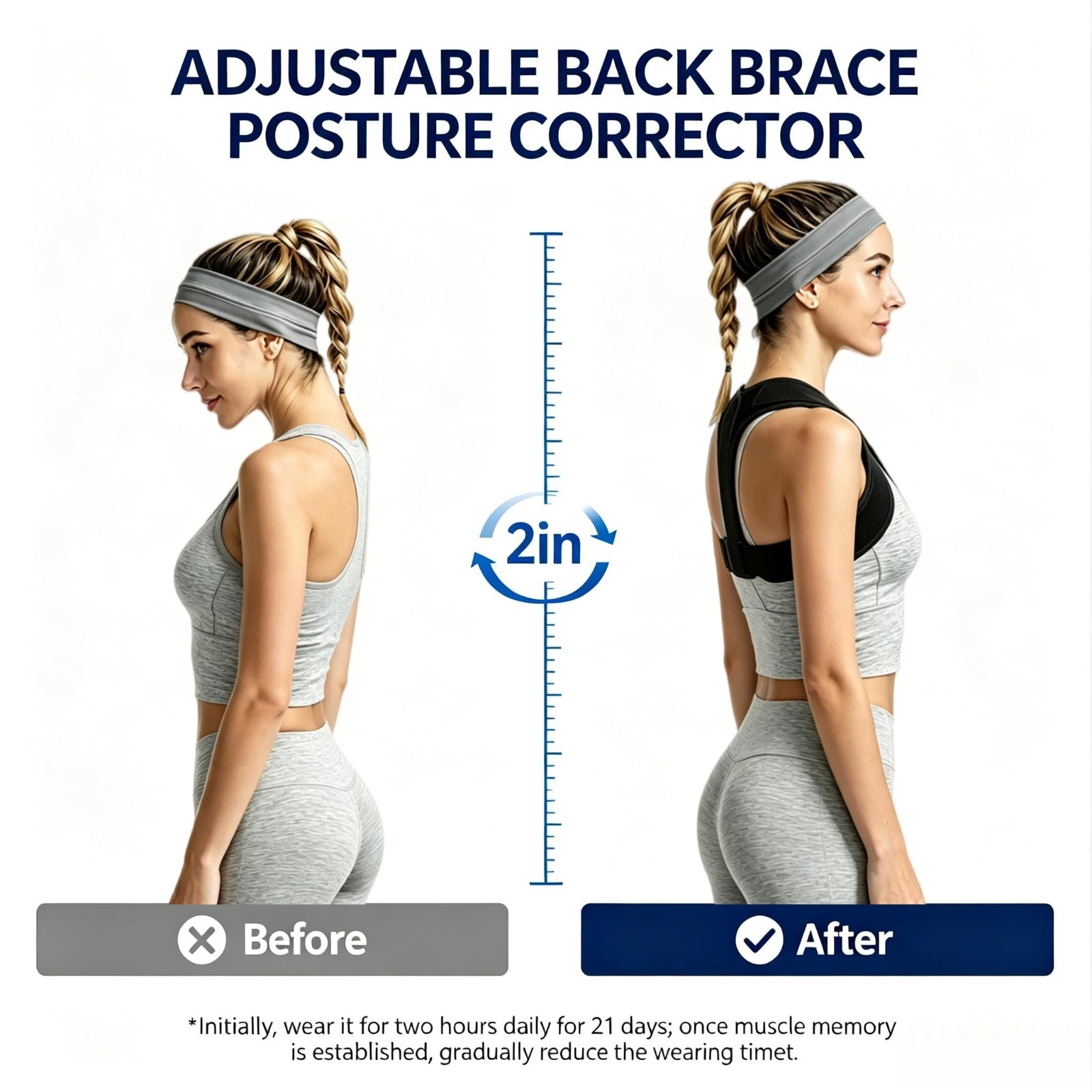 Adjustable Posture Corrector for Men & Women, Breathable Back Support Brace, Pai