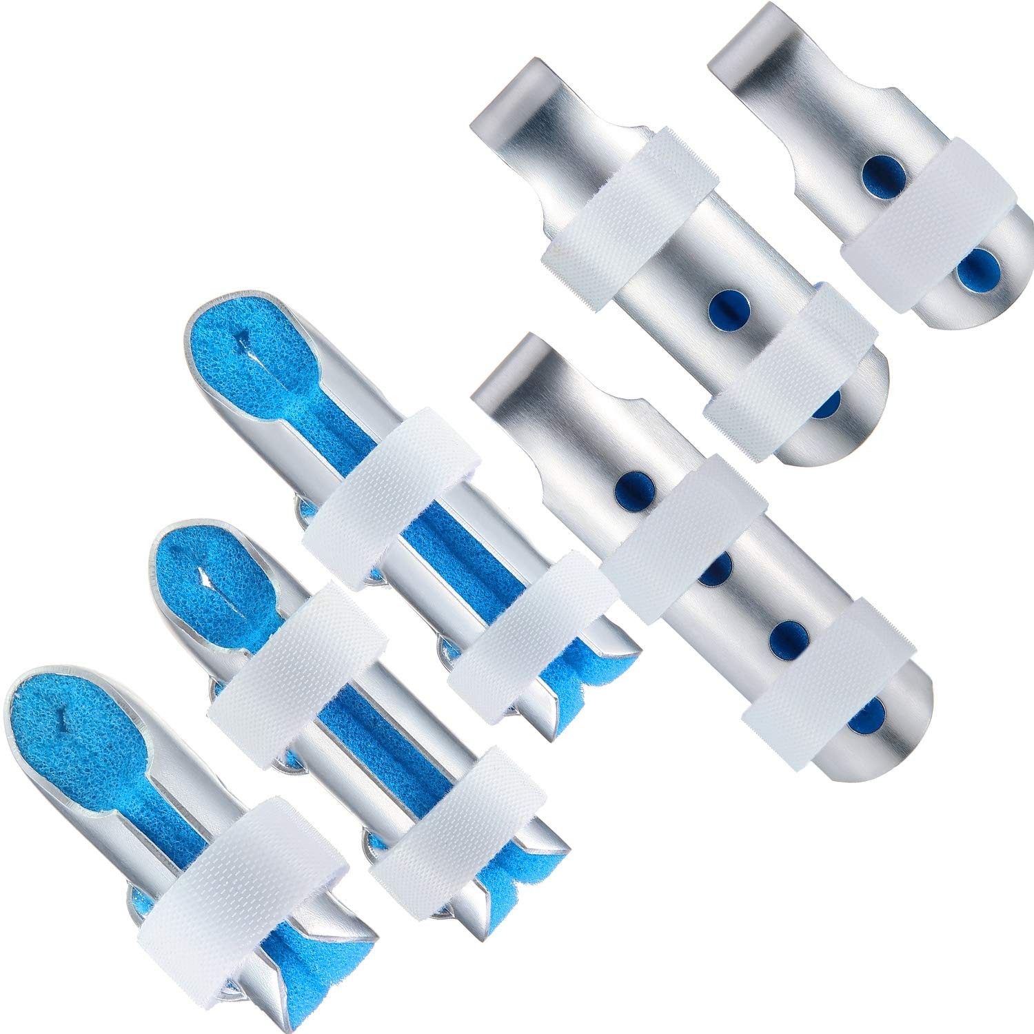 BBTO 6 Pieces Finger Splints Metal Support 6 Piece Assortment, Blue