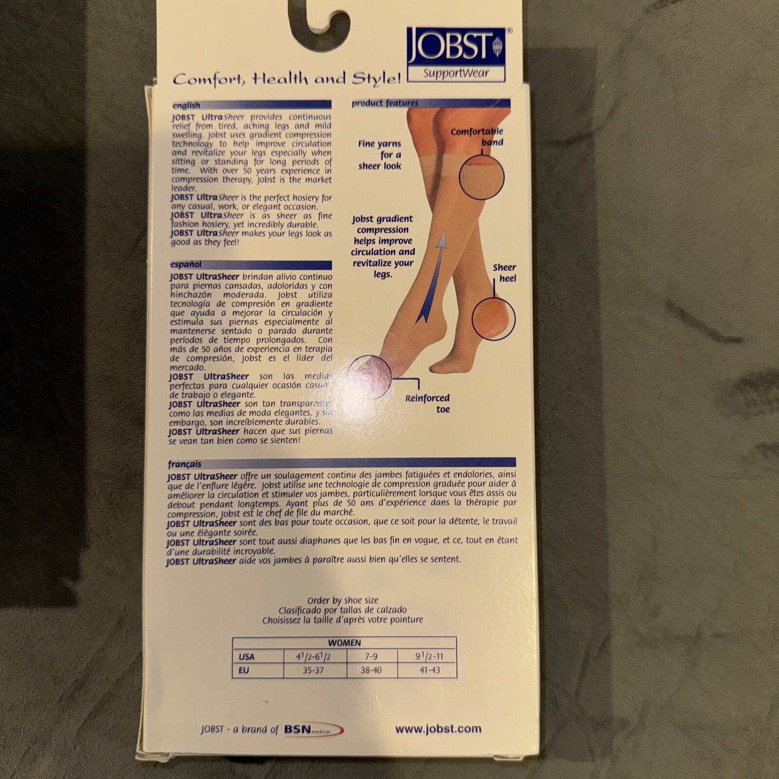 JOBST UltraSheer Knee High Compression Stockings Silky Beige 8-15 mmHg Sz 9.5-11