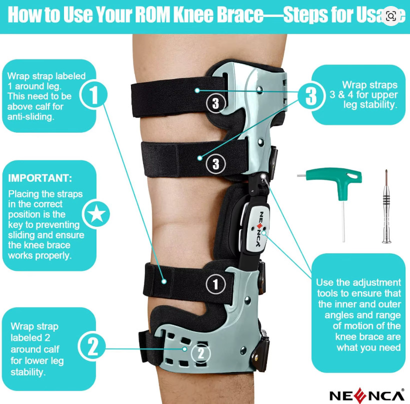 NEENCA Unloader ROM Left Size Hinged Knee Brace Immobilizer For ACL MCL PCL #90