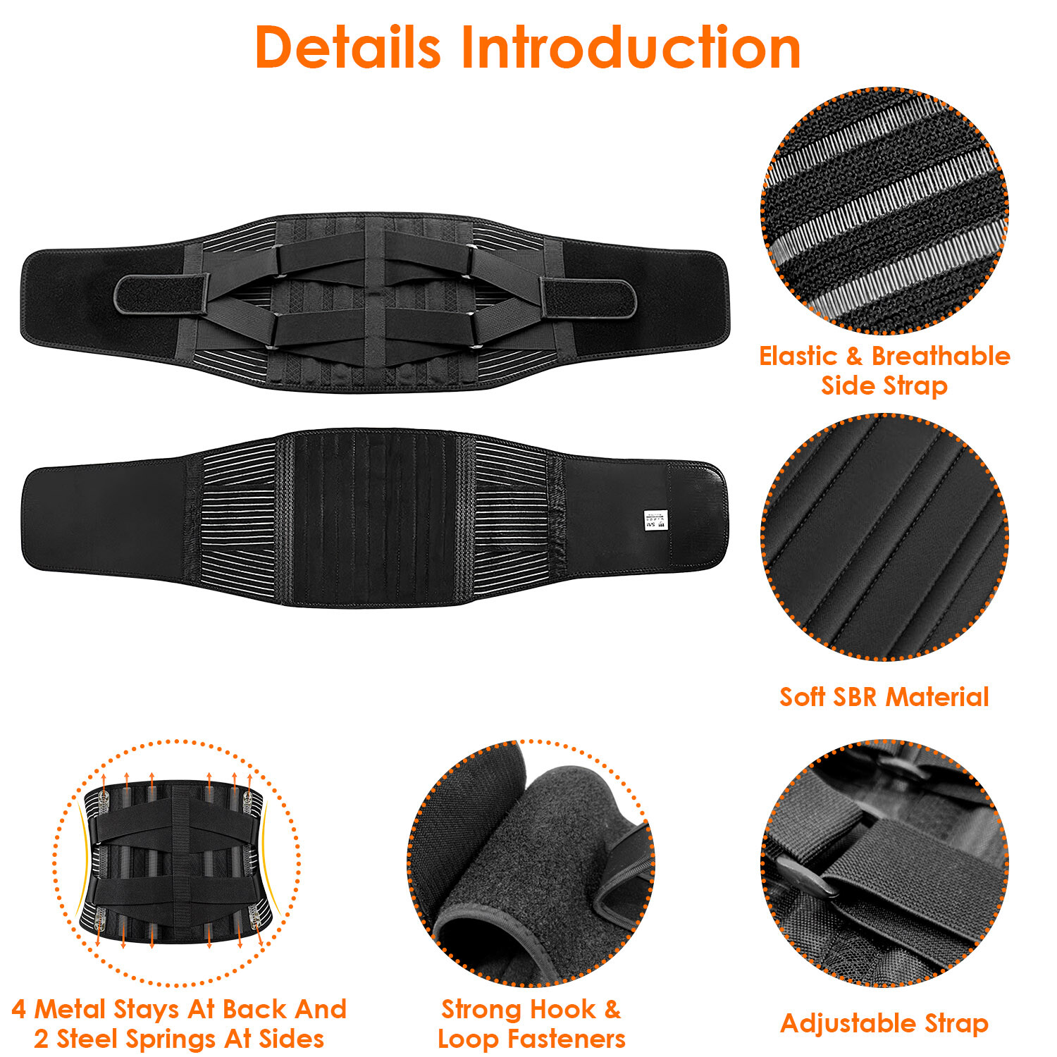 Lower Back Support Brace Lumbar Support Pain Relief Belt Adjustable Men Women
