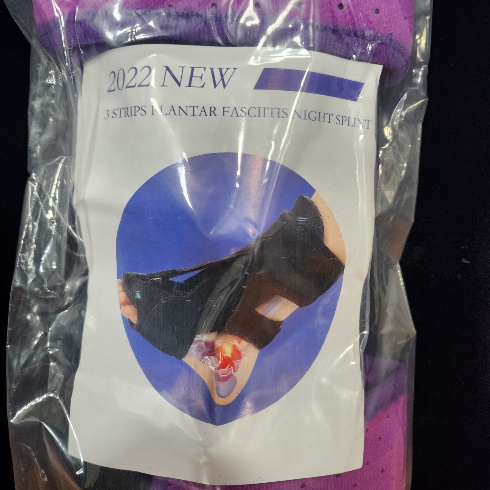 3 Strips Plantar Fasciitis Night Splint Adjustable Sealed Unisex Purple 2022 NEW