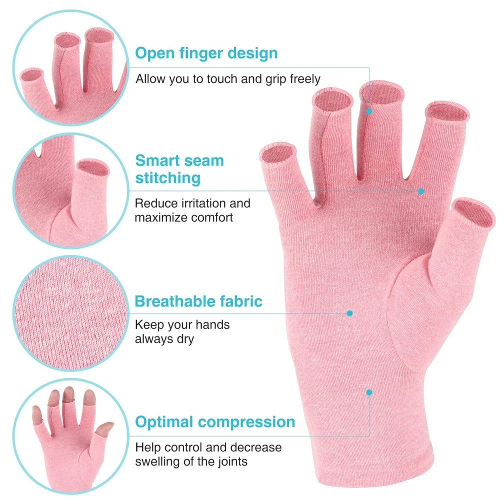 Arthritis Compression Gloves Fingerless Hand Support Carpal Tunnel Pain Relief