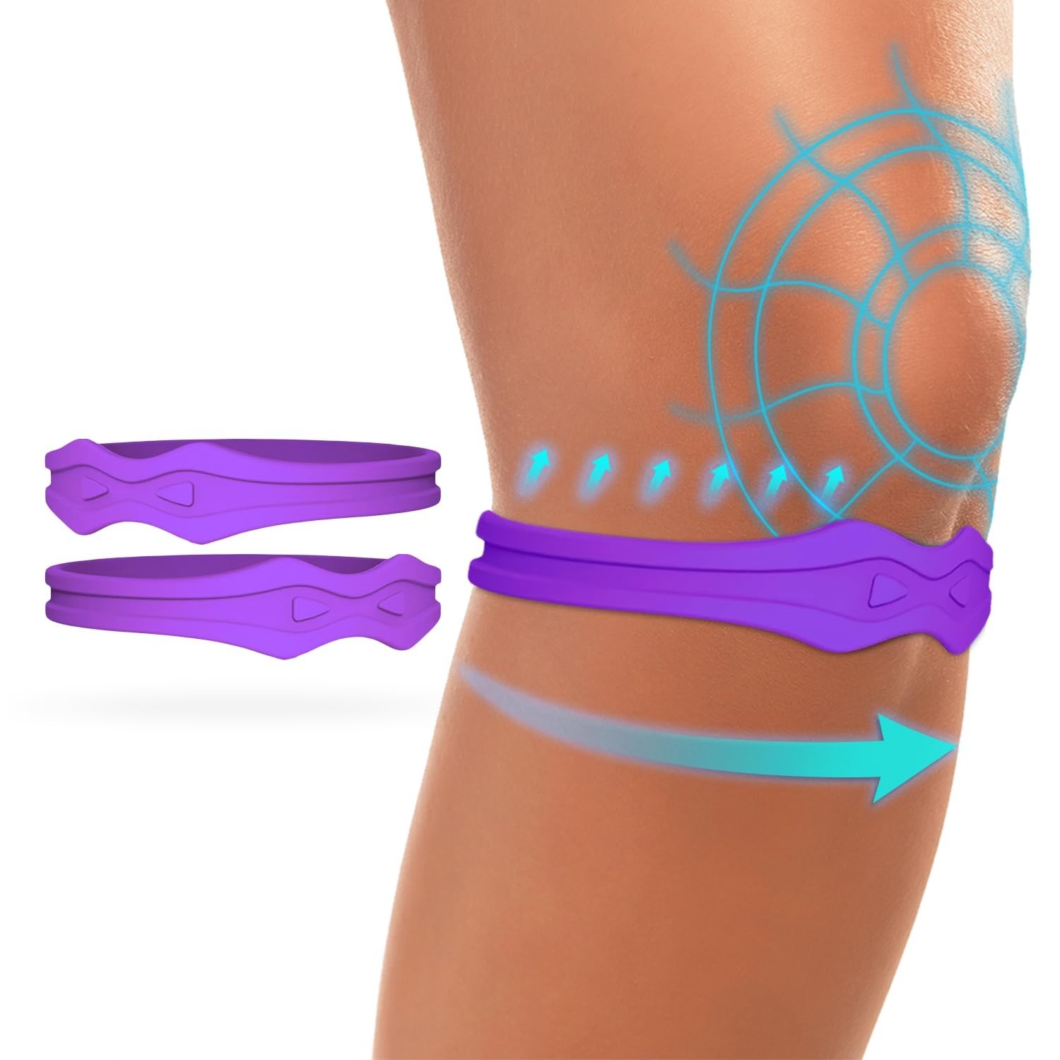Knee Strap Patella Support Knee Band for Patellar Tendon Pain Relief 2 Pk Purple