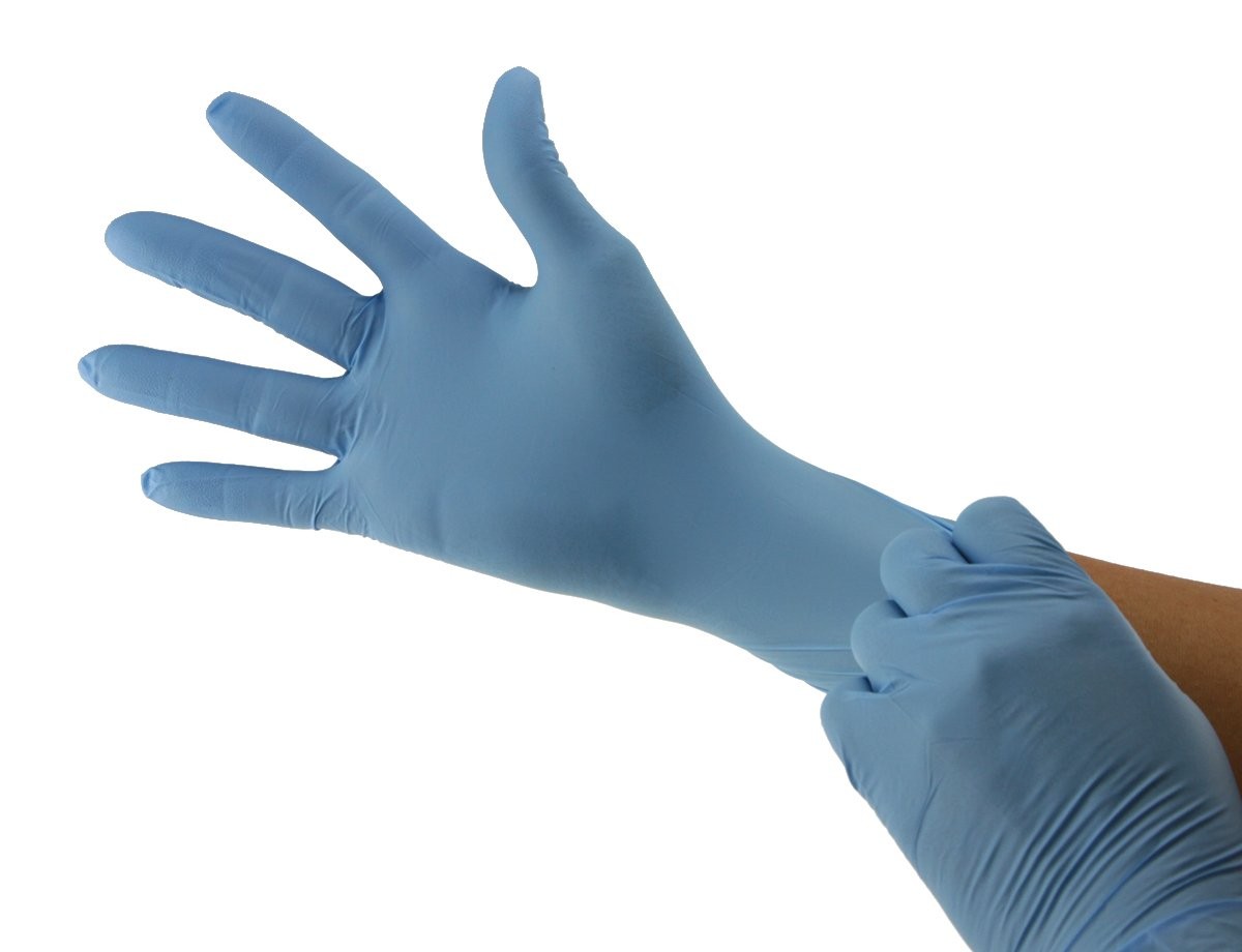 BeeSure BE1118 Nitrile Powder Free Exam Gloves, Large (Pack of Large, Strips