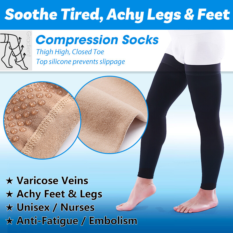 Compression Sleeves Hose Varicose Veins Edema for Nurse,Flight,Teacher,Women,Men