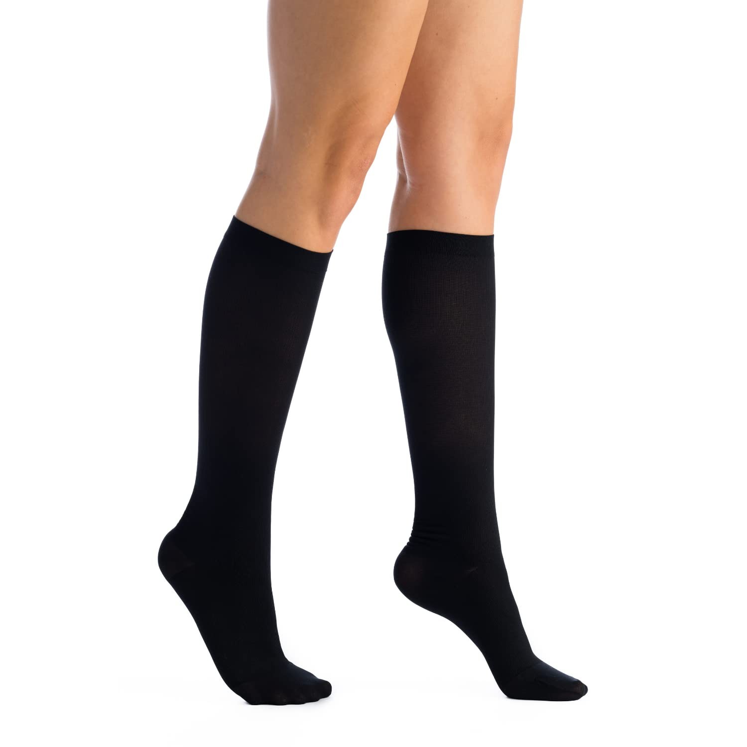 Women’s Microfiber Opaque Knee High Compression Socks 8-15 mmHg