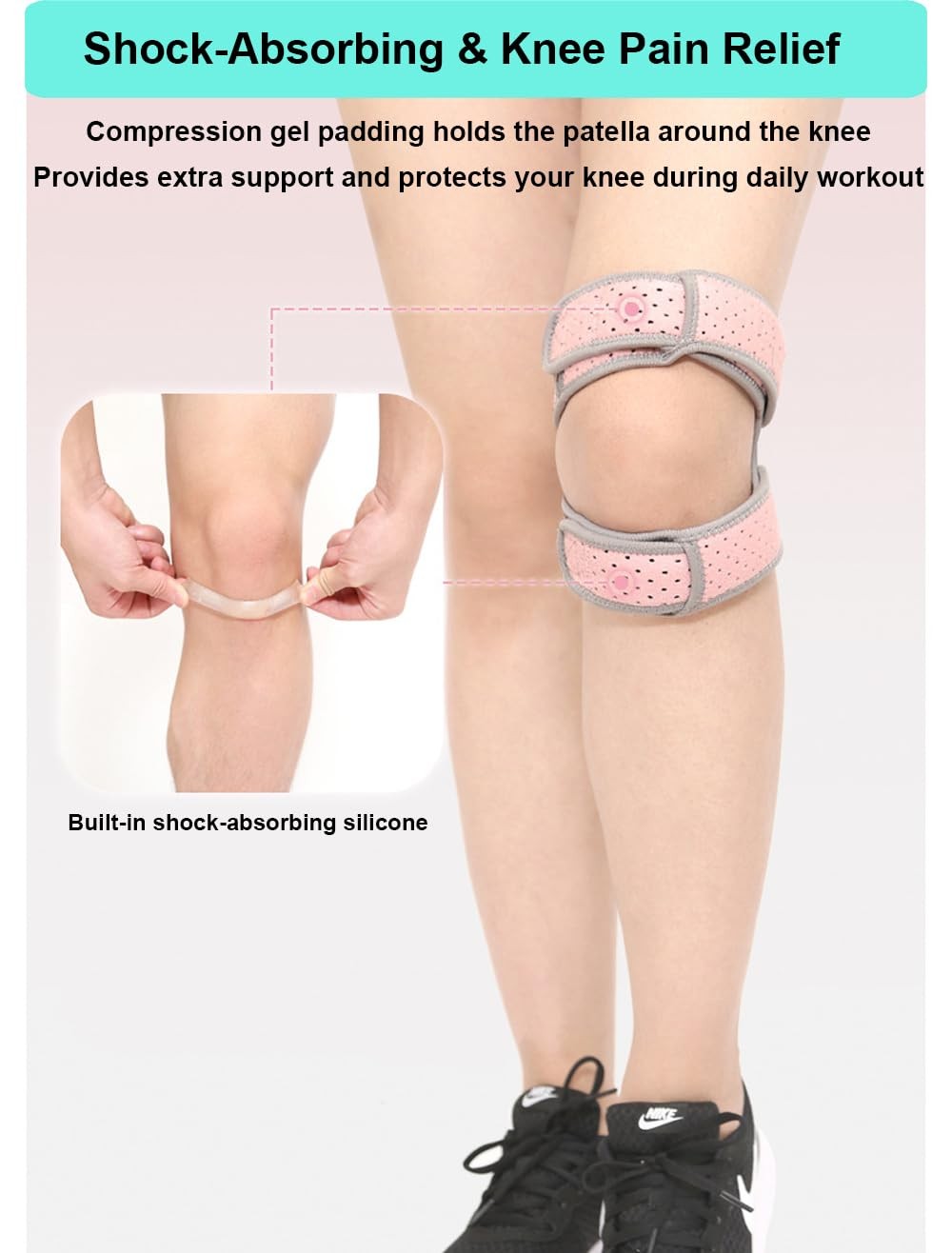 Knee Brace for Women Men Braces Pain, Patellar One Size, Pink