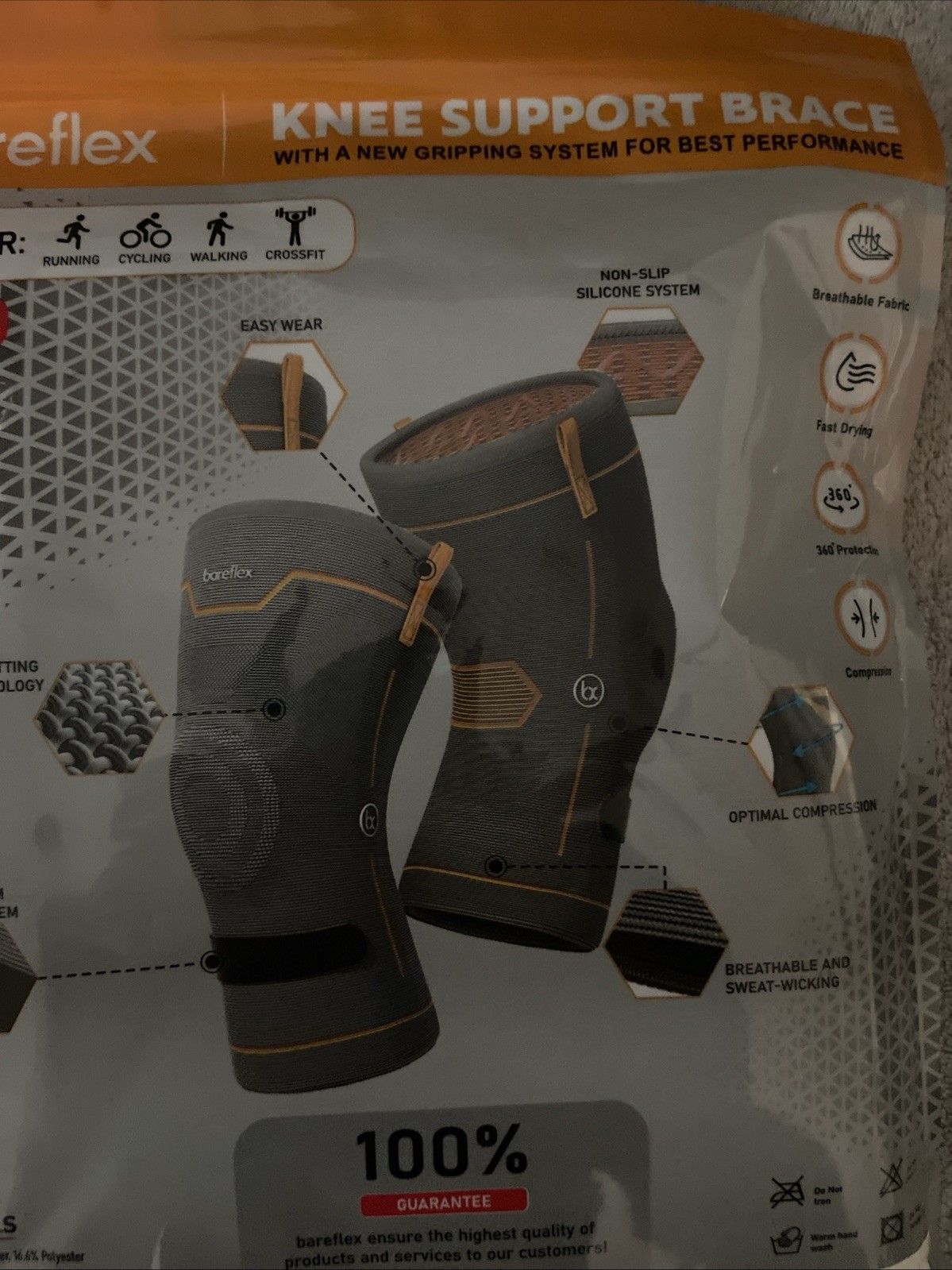 Bareflex Elite Knee Brace Pair UnisexPremium Compression Support Black Pain