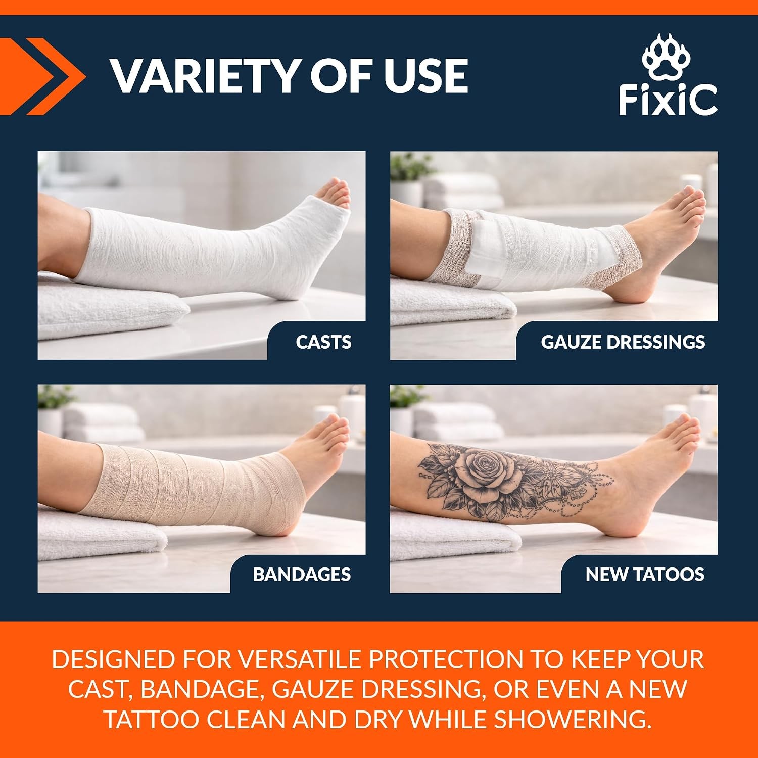 Waterproof Cast Covers for Shower Half Leg 28″ Cast Cover Bags 2PCS Waterproof