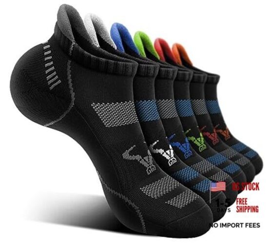 Men Running Socks 6Pairs-Ankle Athletic 10-12 6pairs-black 6 Color Mixed3014