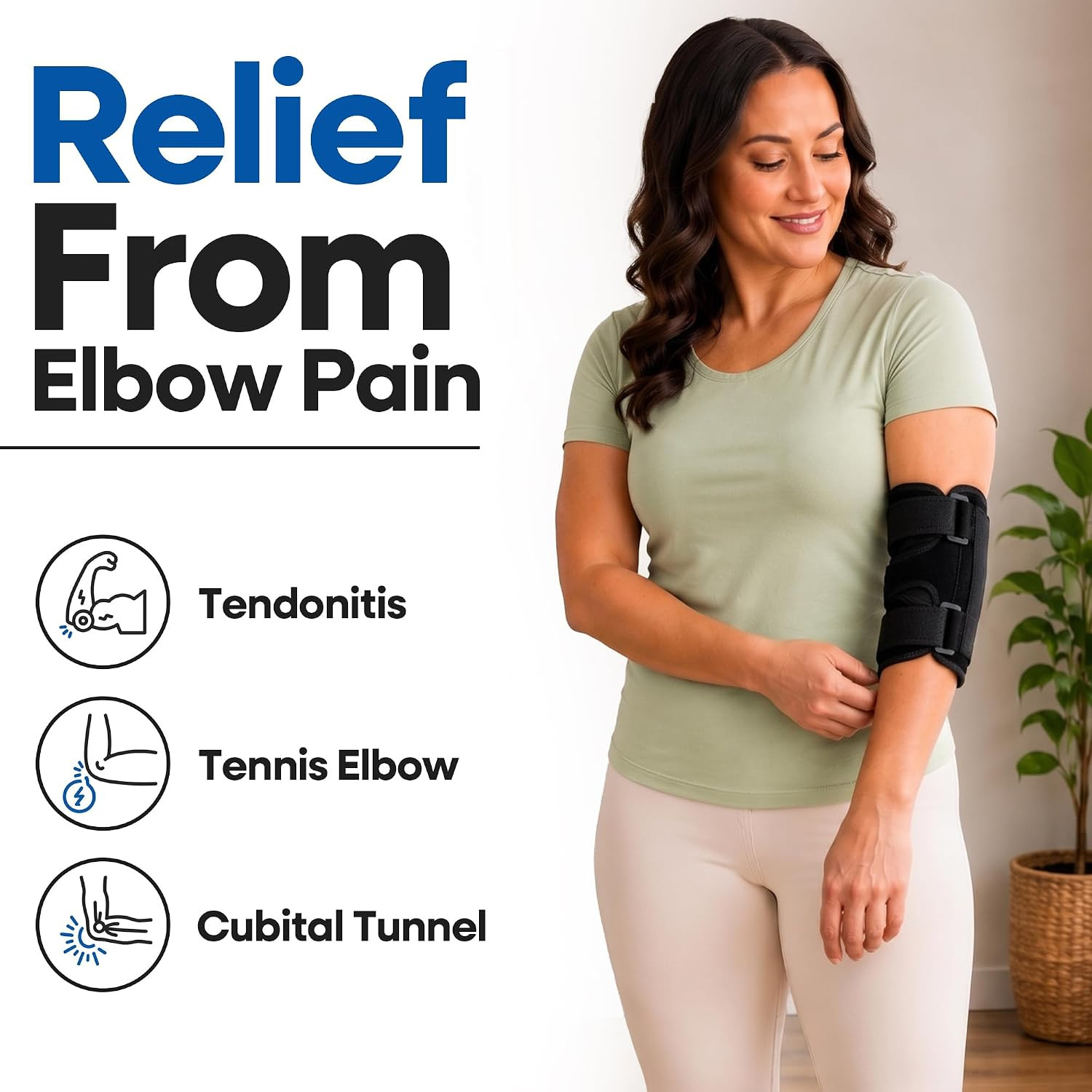 Elbow Splint Tendonitis Elbow Brace – Cubital Tunnel Brace for Sleeping – Tenni