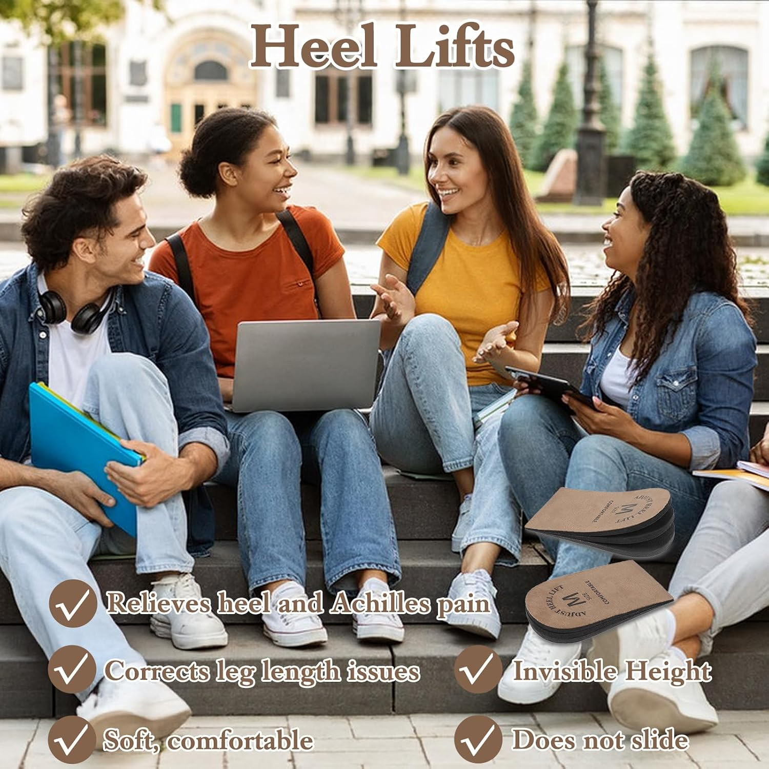 2 Pack Heel Lifts, Adjustable Heel Lifts for Leg Length Discrepancy, Women Man