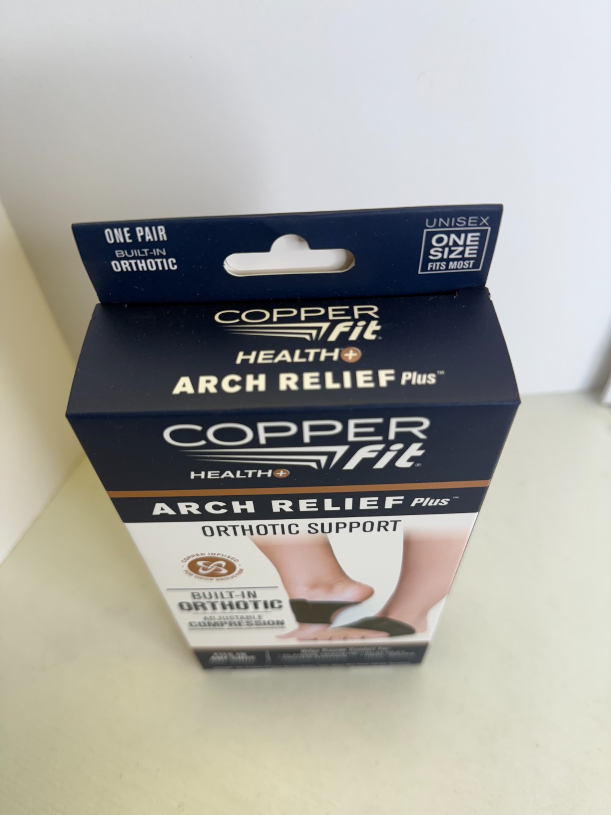 Copper Fit Health Unisex Arch Relief Plus with Built-In Orthotic Support – Black