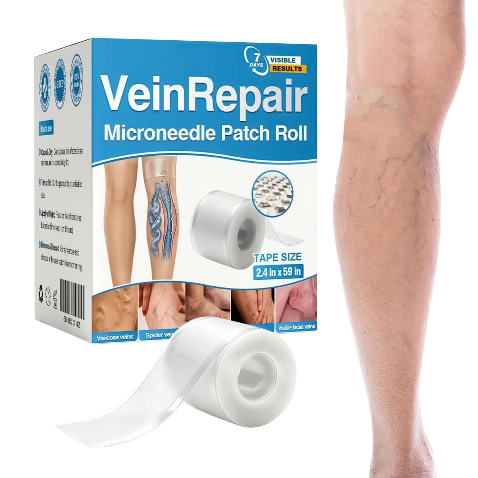 GFOUK Vein Repair Microneedle Patch Roll, GFOUK Vein Repair Patches, Professiona