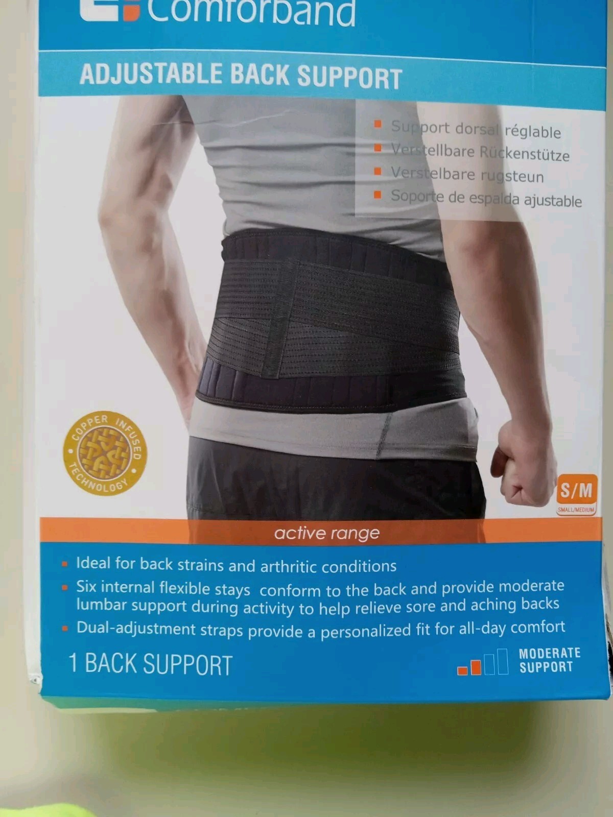 Comforband Adjustable Back Support Brace Size Small/Medium for Men and Women