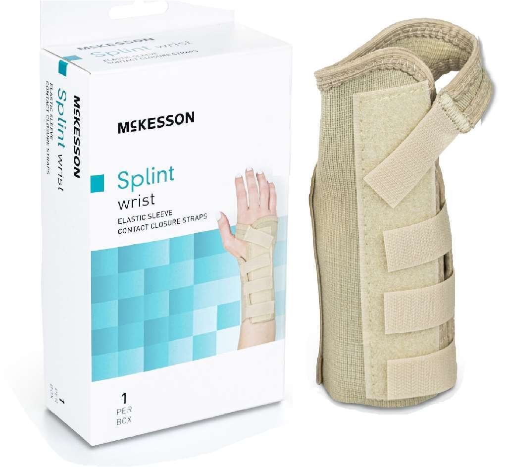 McKesson Splint Wrist Elastic Sleeve Contact Closure Straps (Left Hand) Large