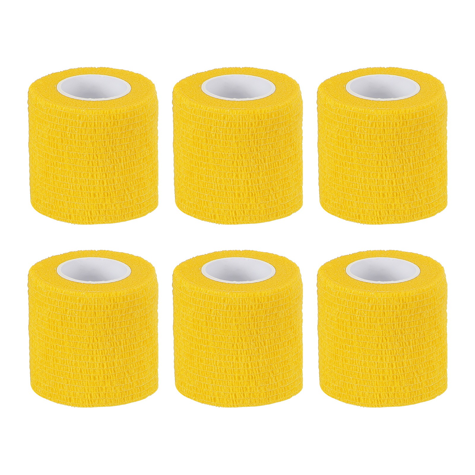 6 PACK 1″ x 177″ Self Adhesive Bandage Wrap Elastic Self Tape Yellow