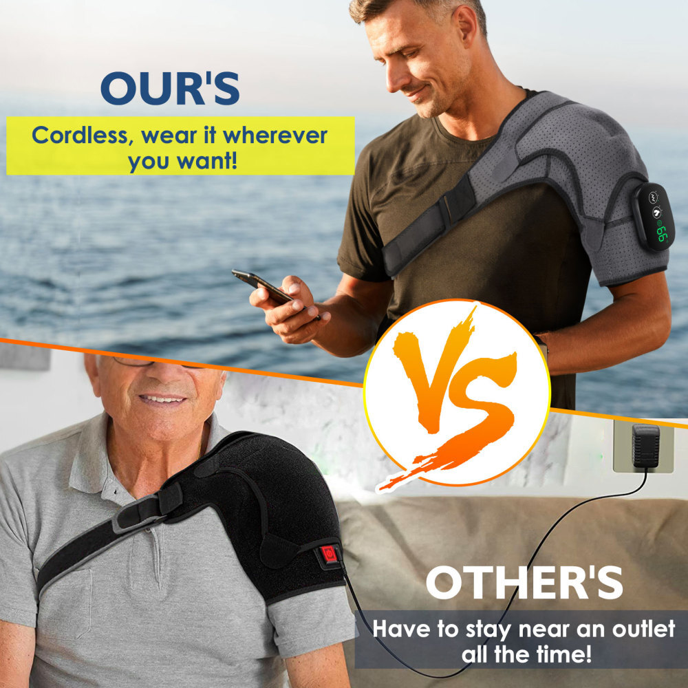 Heated Shoulder Brace Massage Rotator Cuff Support Compression Wrap Rechargeable