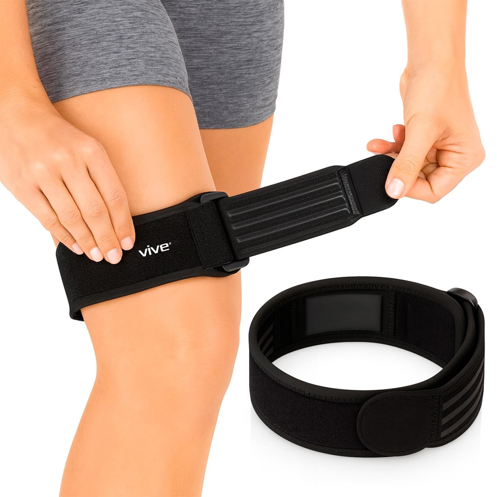 Vive IT Band Strap – Iliotibial Compression 1 Count (Pack of 1), Black