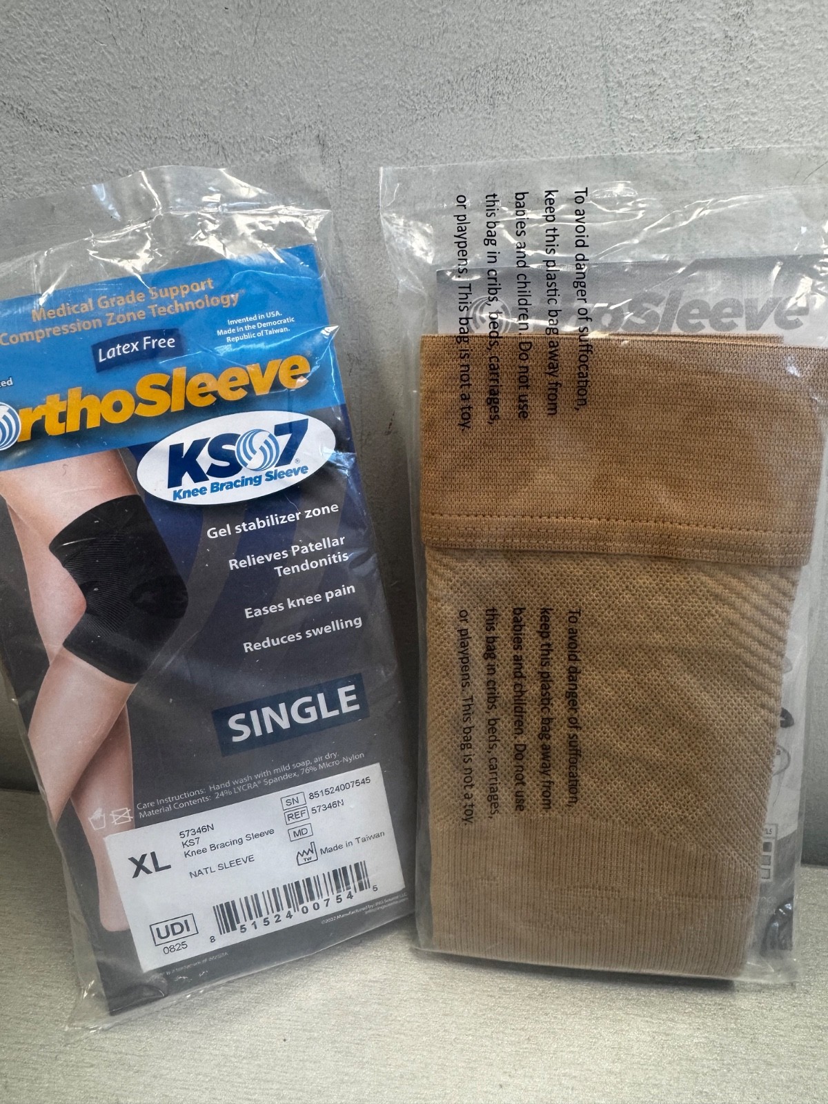 ORTHOSLEEVE SINGLE KNEE BRACING SLEEVE XL NEW BEIGE