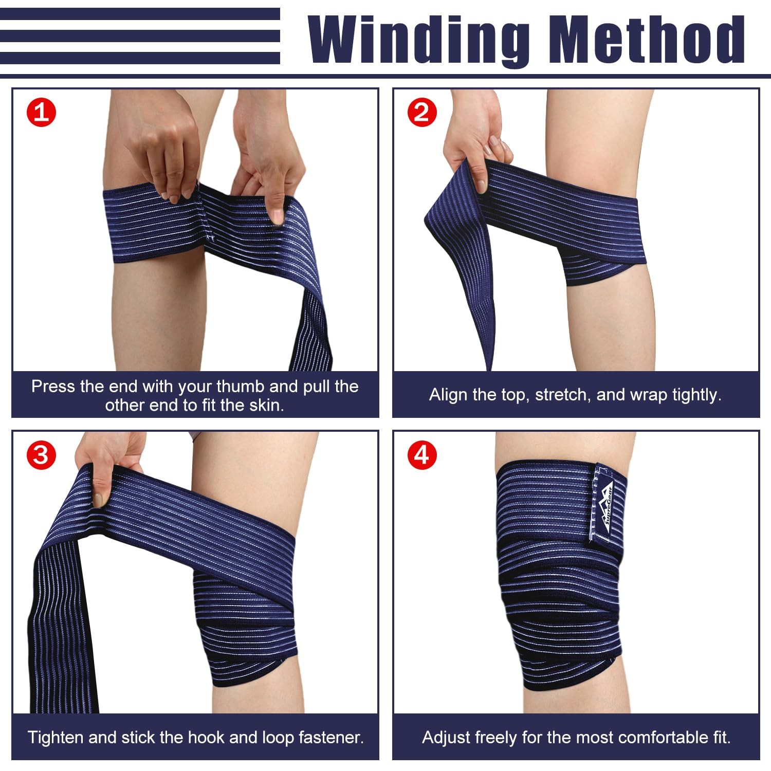 supregear 2 Pcs Hamstring and Thigh Compression 200 cm/79 in, Dark Blue