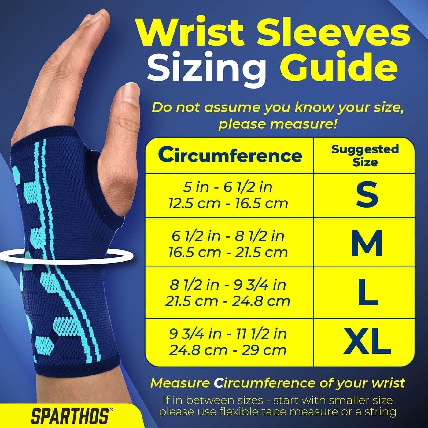 Wrist Support Sleeves Pair – Breathable Elastic Blend – Cobalt Blue