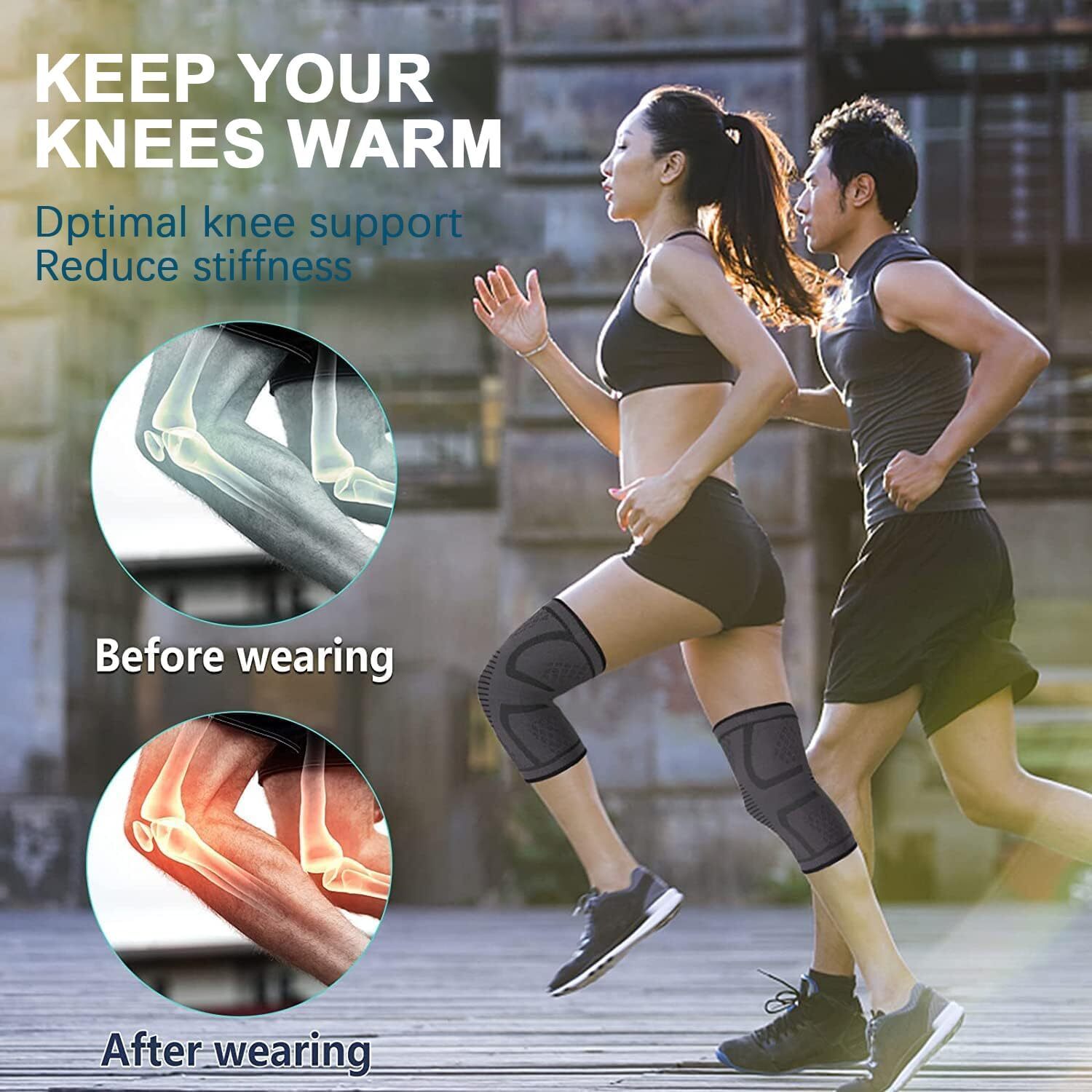 Knee Support Compression Sleeve Brace Patella Sport Joint Pain Arthritis Relief