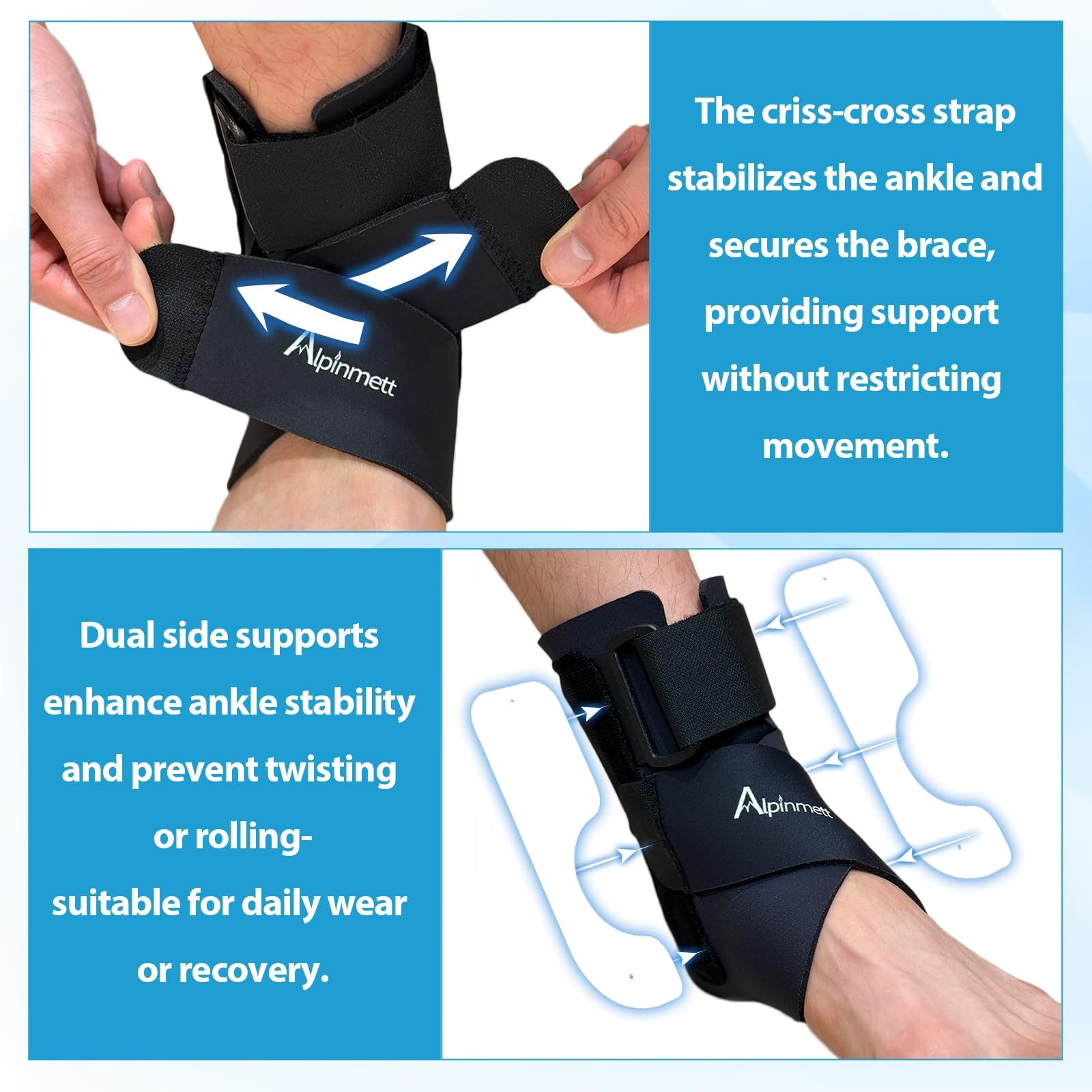 Ankle Brace for Men & Women, Compression Ankle Support Brace with Dual-Sided
