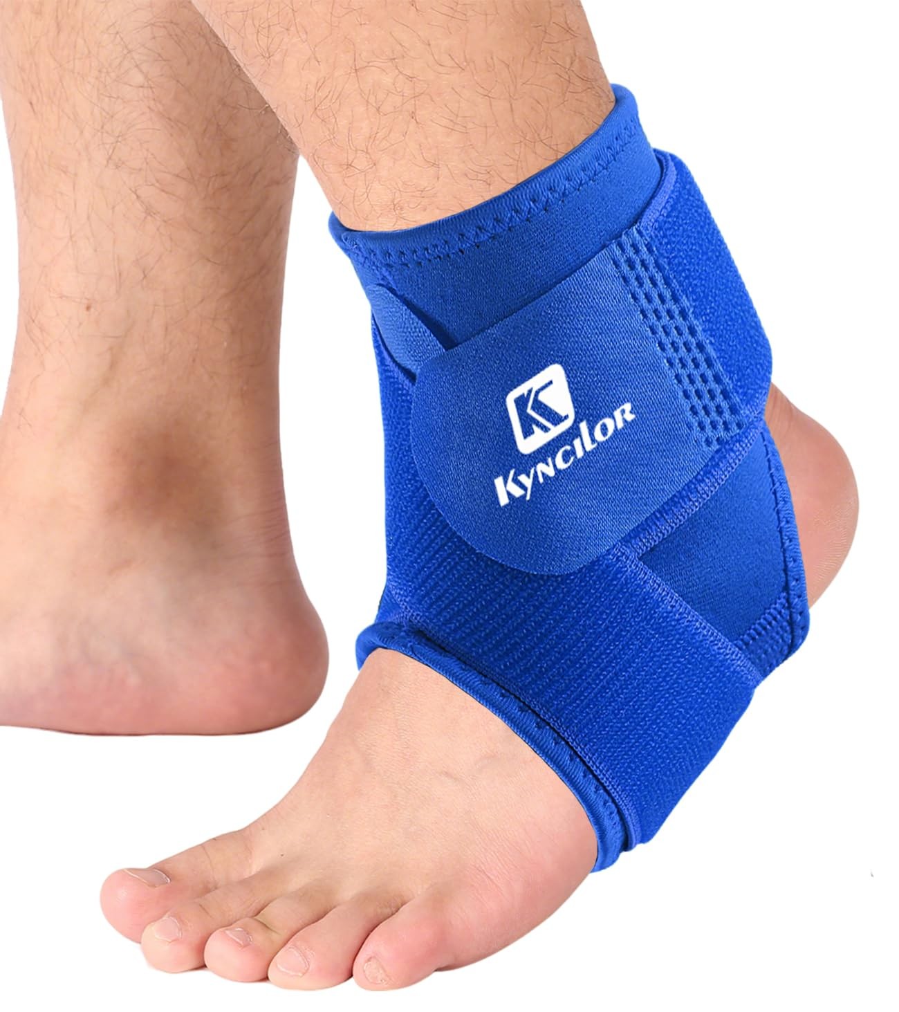 1 PCS Ankle Brace Elastic Support Compression Sleeve Plantar Blue Medium Men