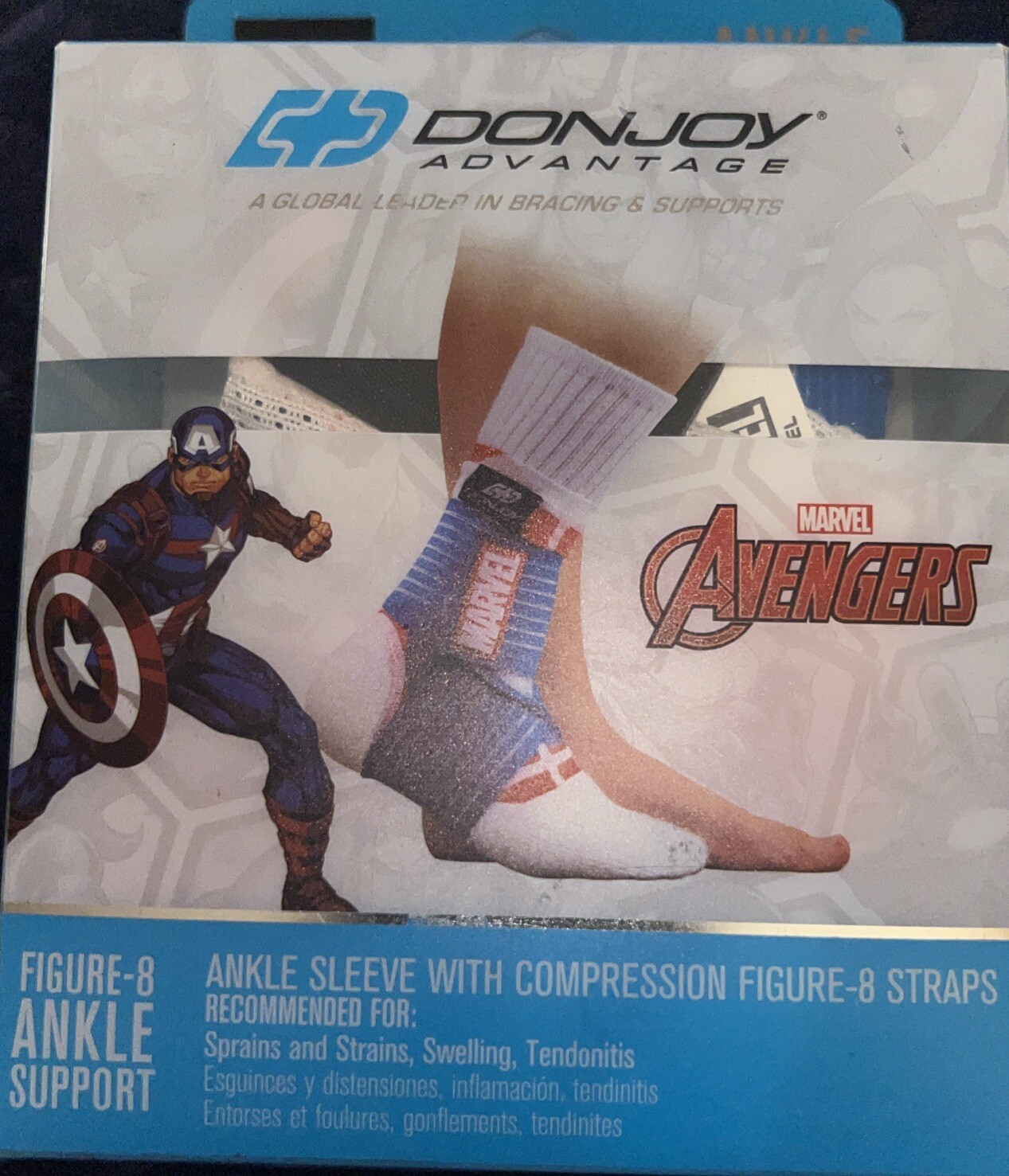 Marvel Figure 8 Ankle Sleeve Support Moderate Youth Captain America Avengers