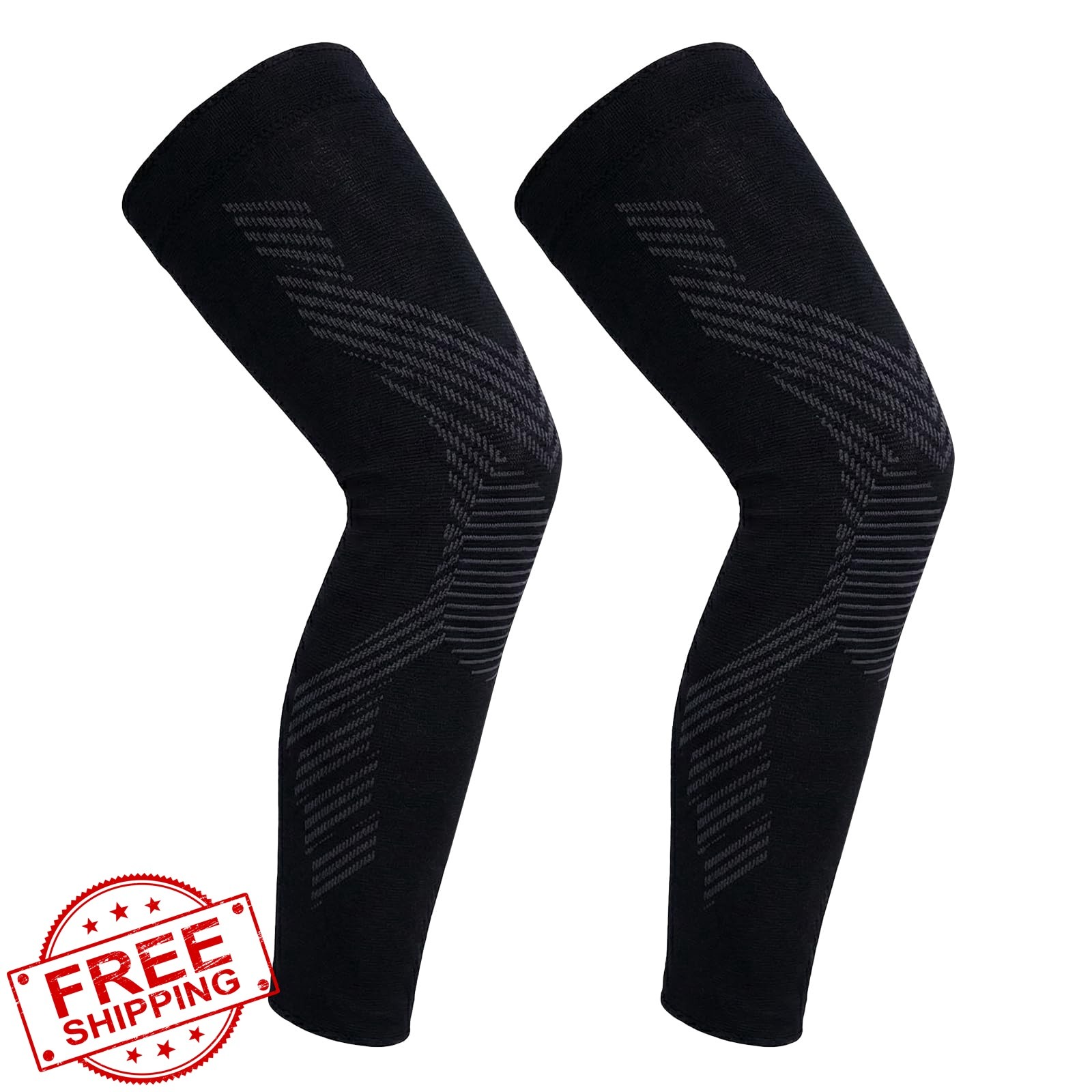 NuCamper Full Leg Compression Sleeves Black XL 2 Pack
