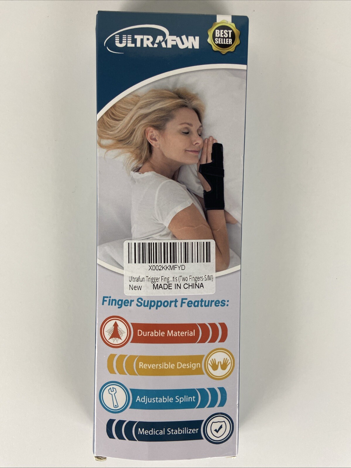 Ultrafun Trigger Finger Splint Brace for 2 Fingers S/M Small Medium Reversible
