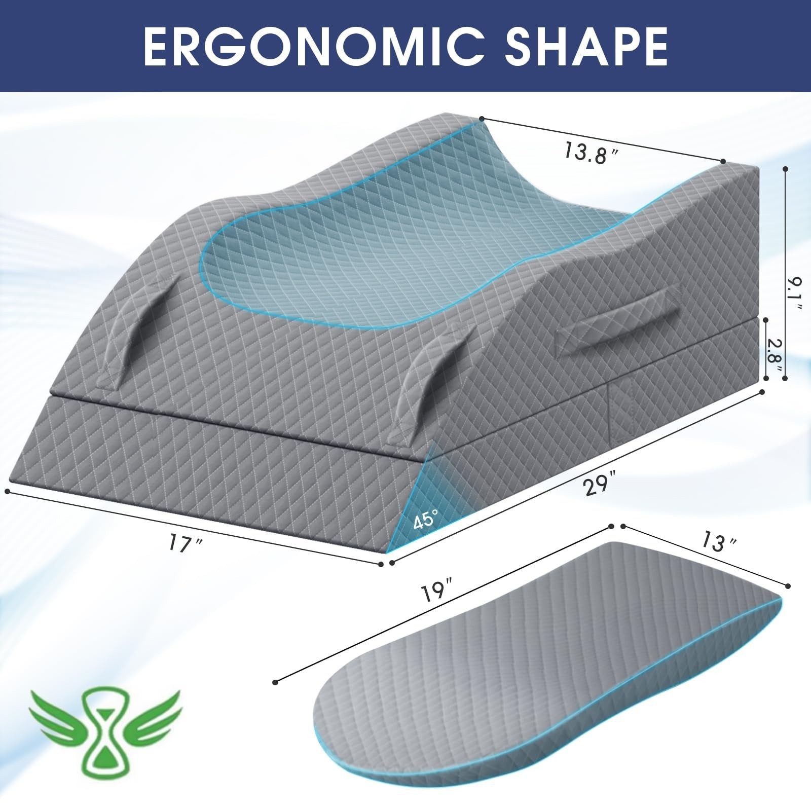 Elevate Leg Pillow with Memory Foam, Adjustable Height for Circulation & Recover