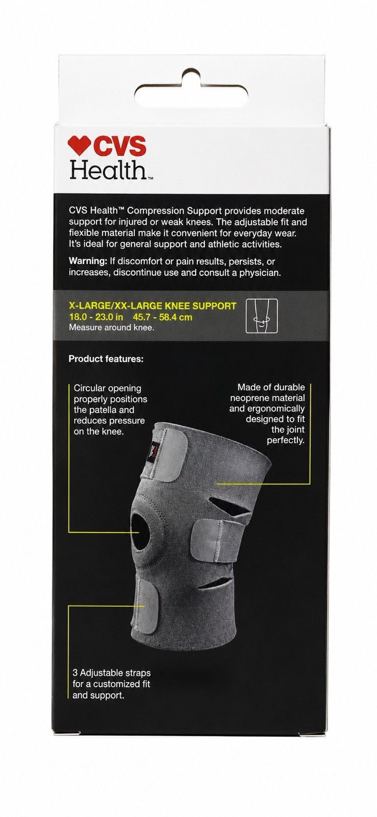 CVS Health Knee Compression Support XL/XXL Adjustable Brace Moderate Support