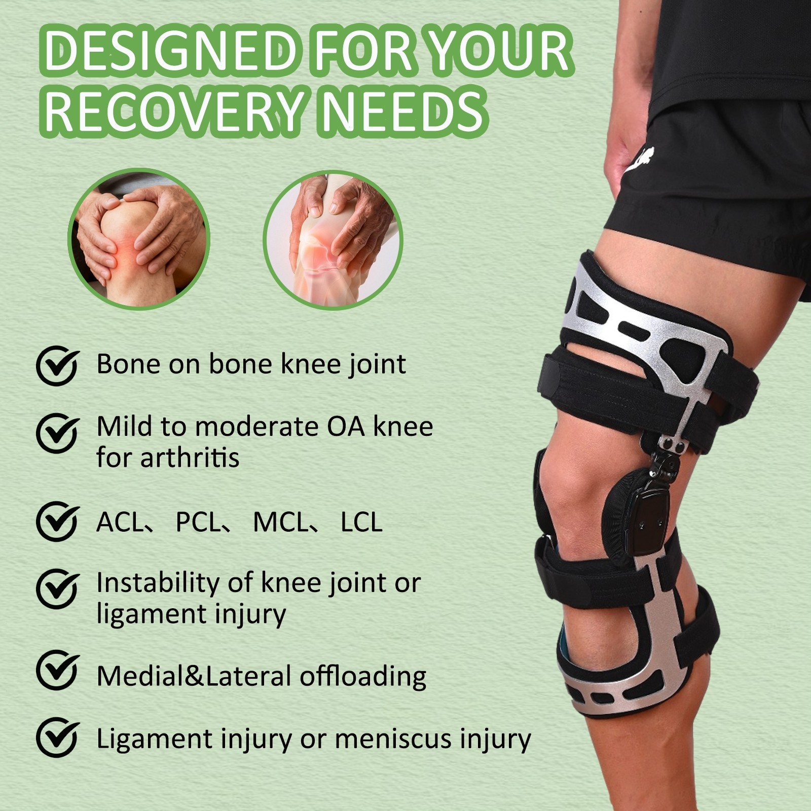 Adjustable OA Knee Support for Medial & Lateral Pain,Daily Use for Men Women