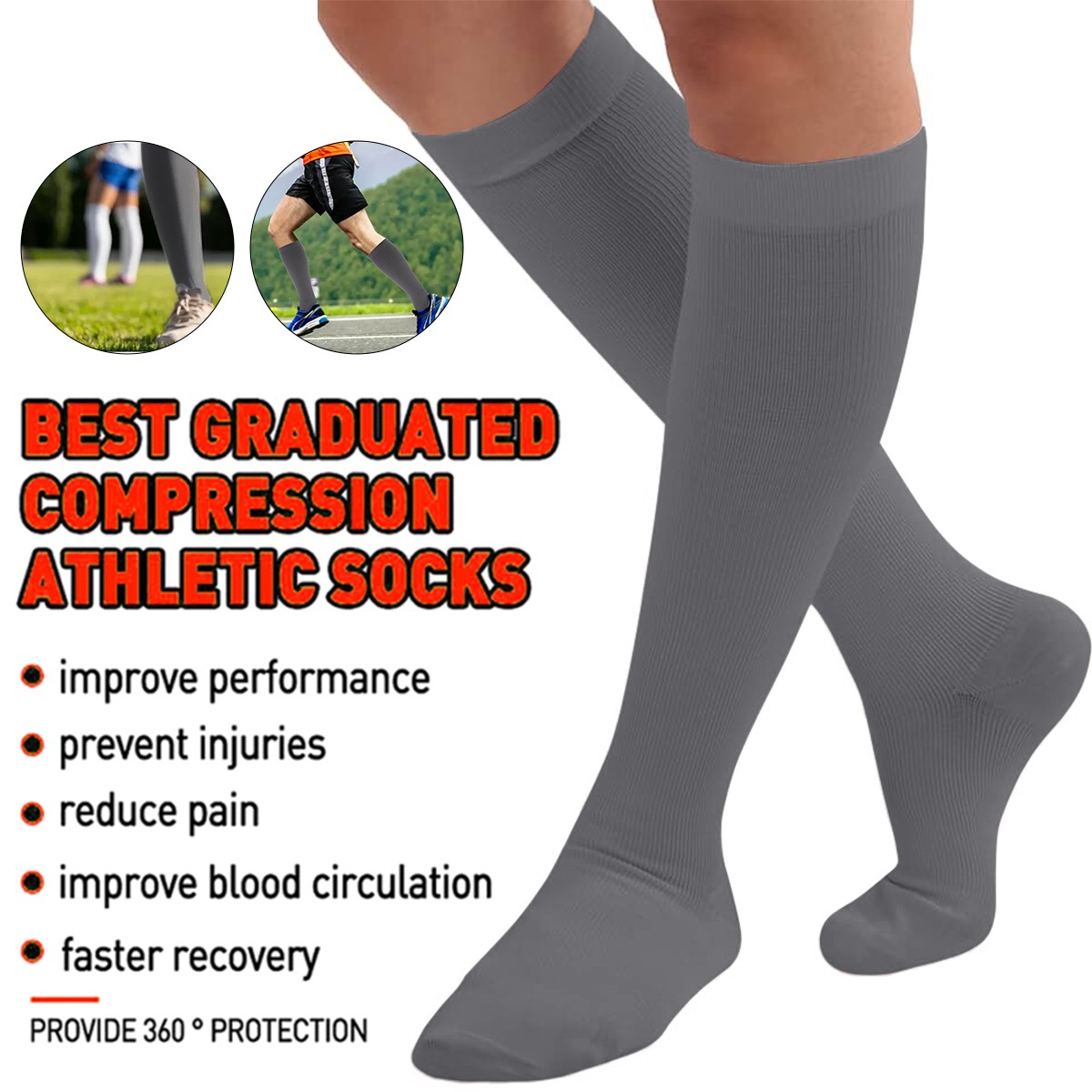 5 Pairs Compression Socks for Women & Men 20-30mmHg Graduated Support S-XXL