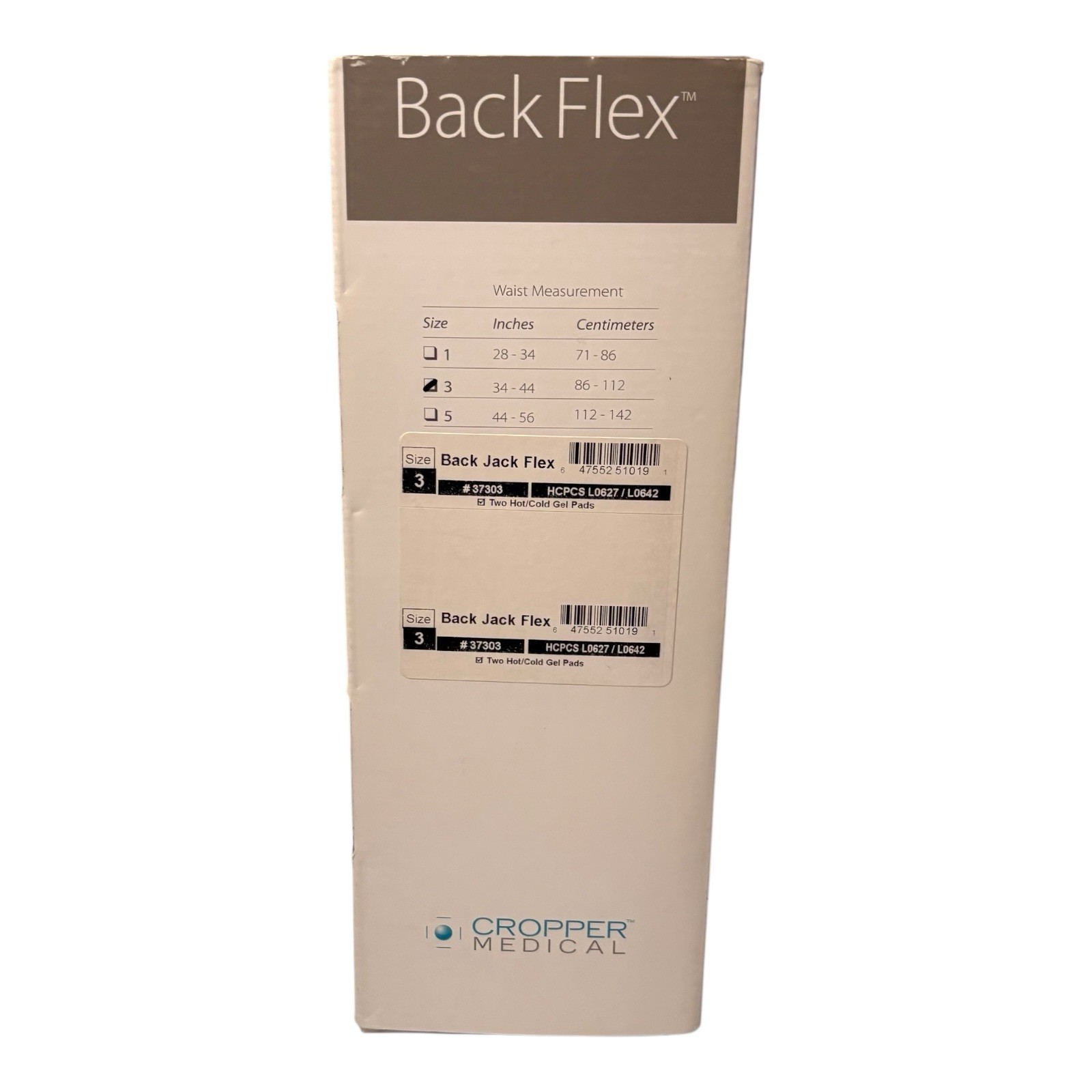 BioSkin Back Flex Lumbar Brace # 37303 Size 1 28-34” Hot-Cold Gel Pads NEW